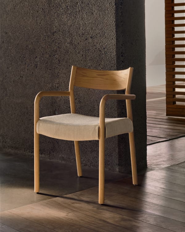 FALCONERA chair beige chenille with an oak base