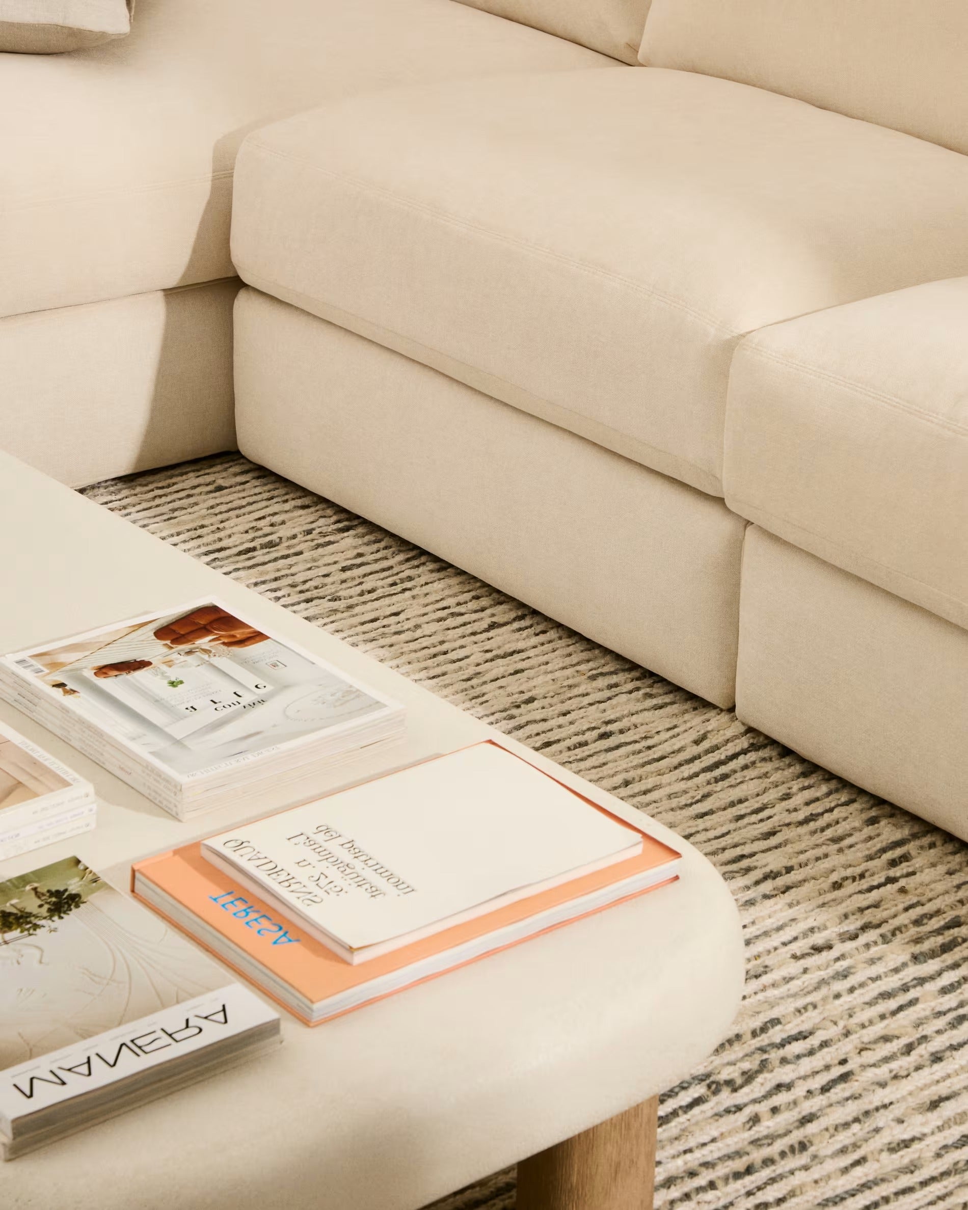 4-seater left-facing corner sofa ALEA ecru chenille