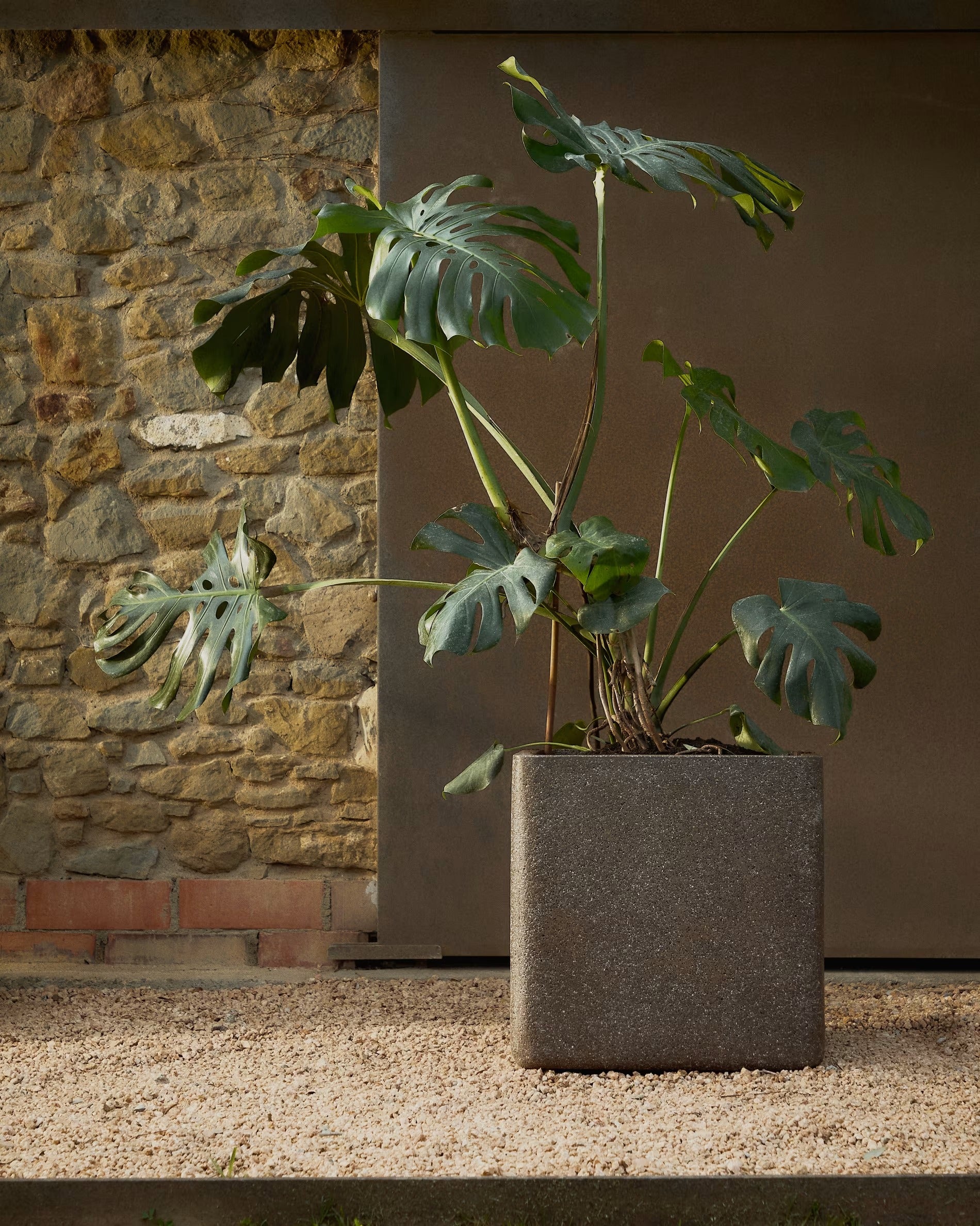 Blumentopf-Set MINOA braun Polyzement