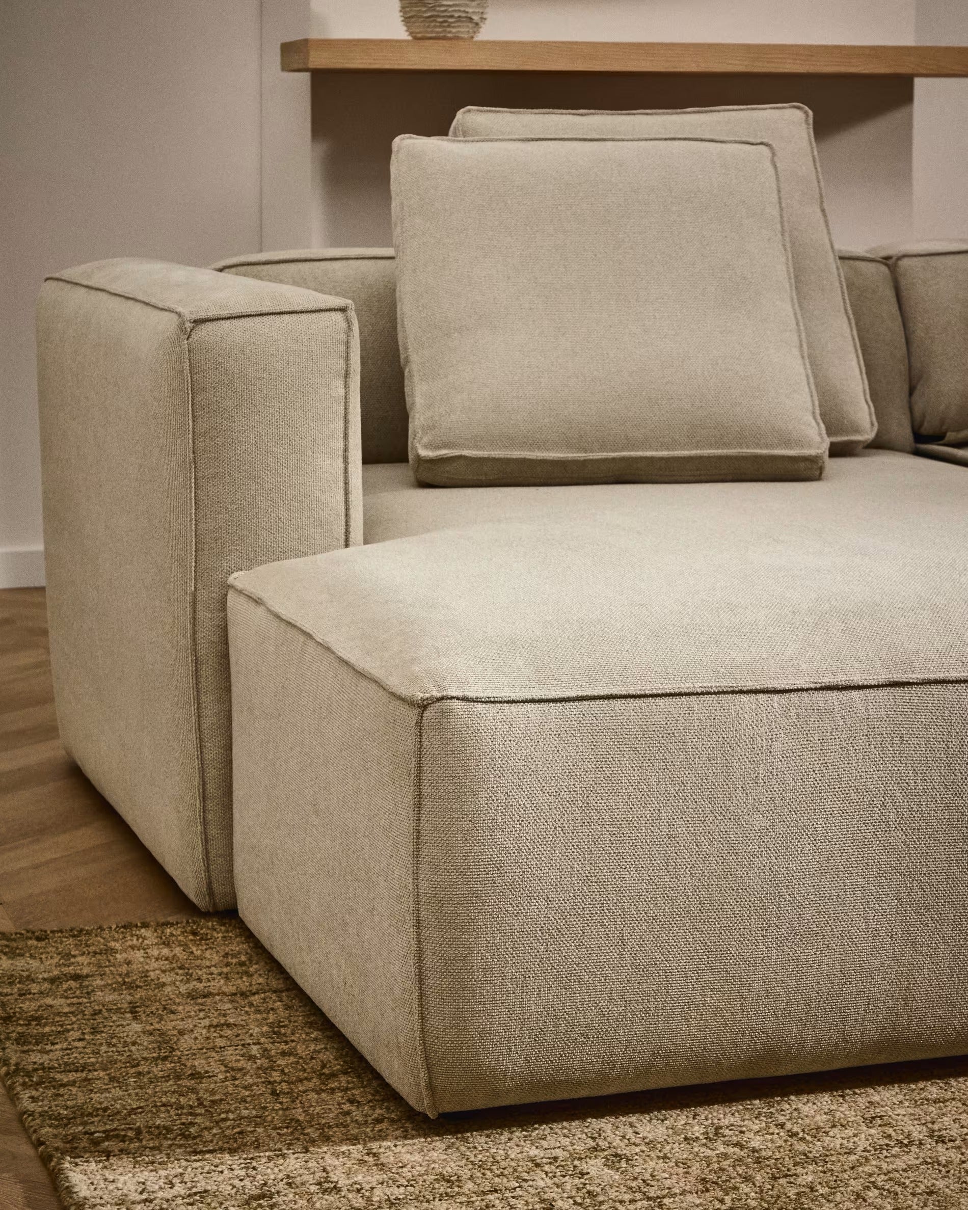 Links hoekbank voor 3 personen met slaapfunctie MARELA beige