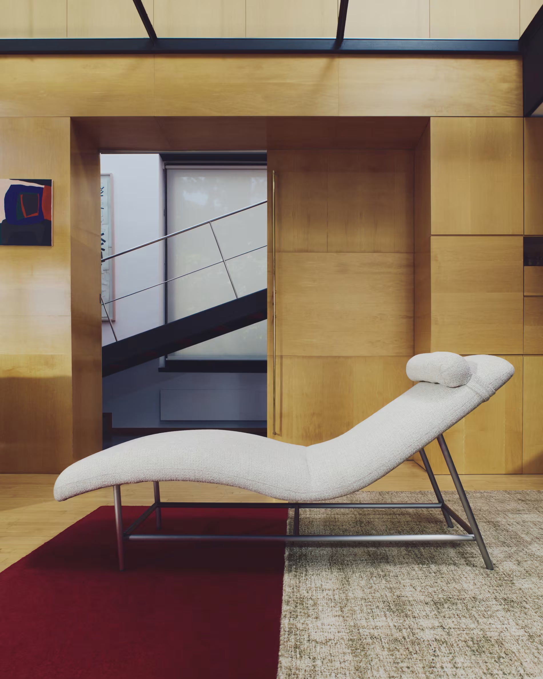 Szezlong OSLA beige mit silbernem Gestell