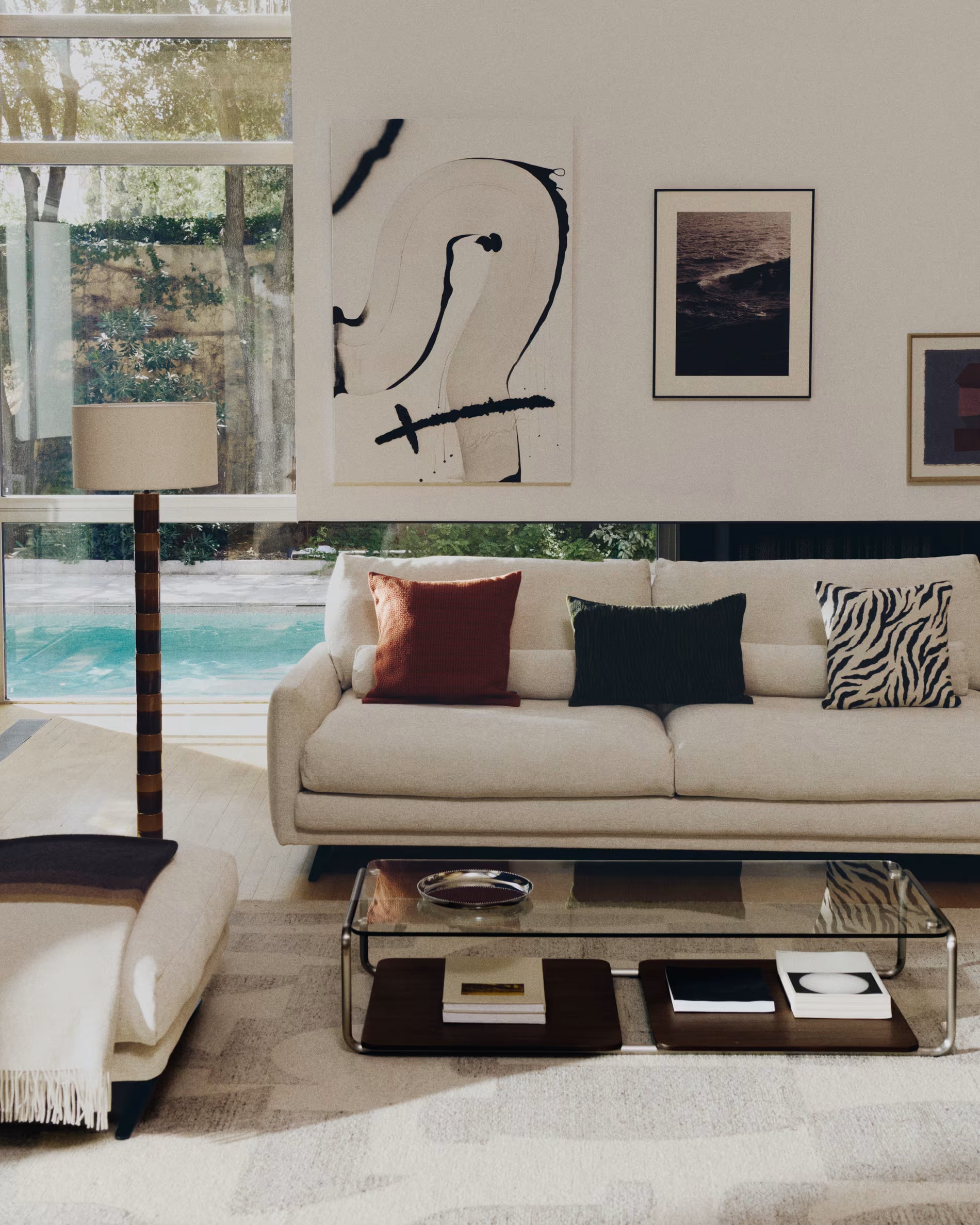 Stehlampe MAVRAN braun mit senfgelbem