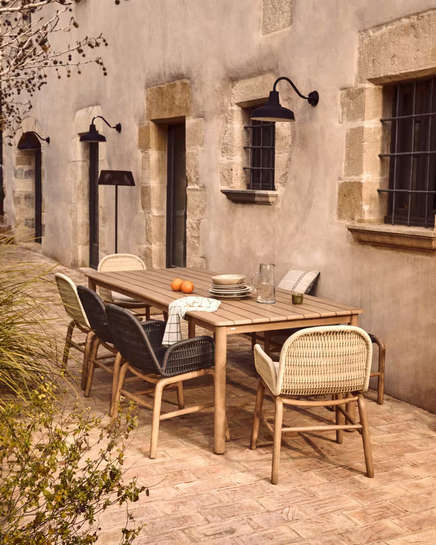 Tuinset SORI van acaciahout met beige afwerking