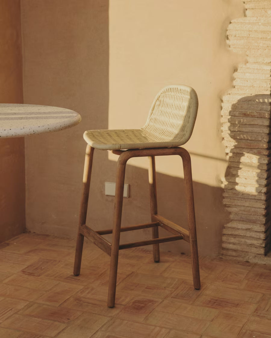 ALIPA Outdoor Bar Chair Beige with Acacia Wood