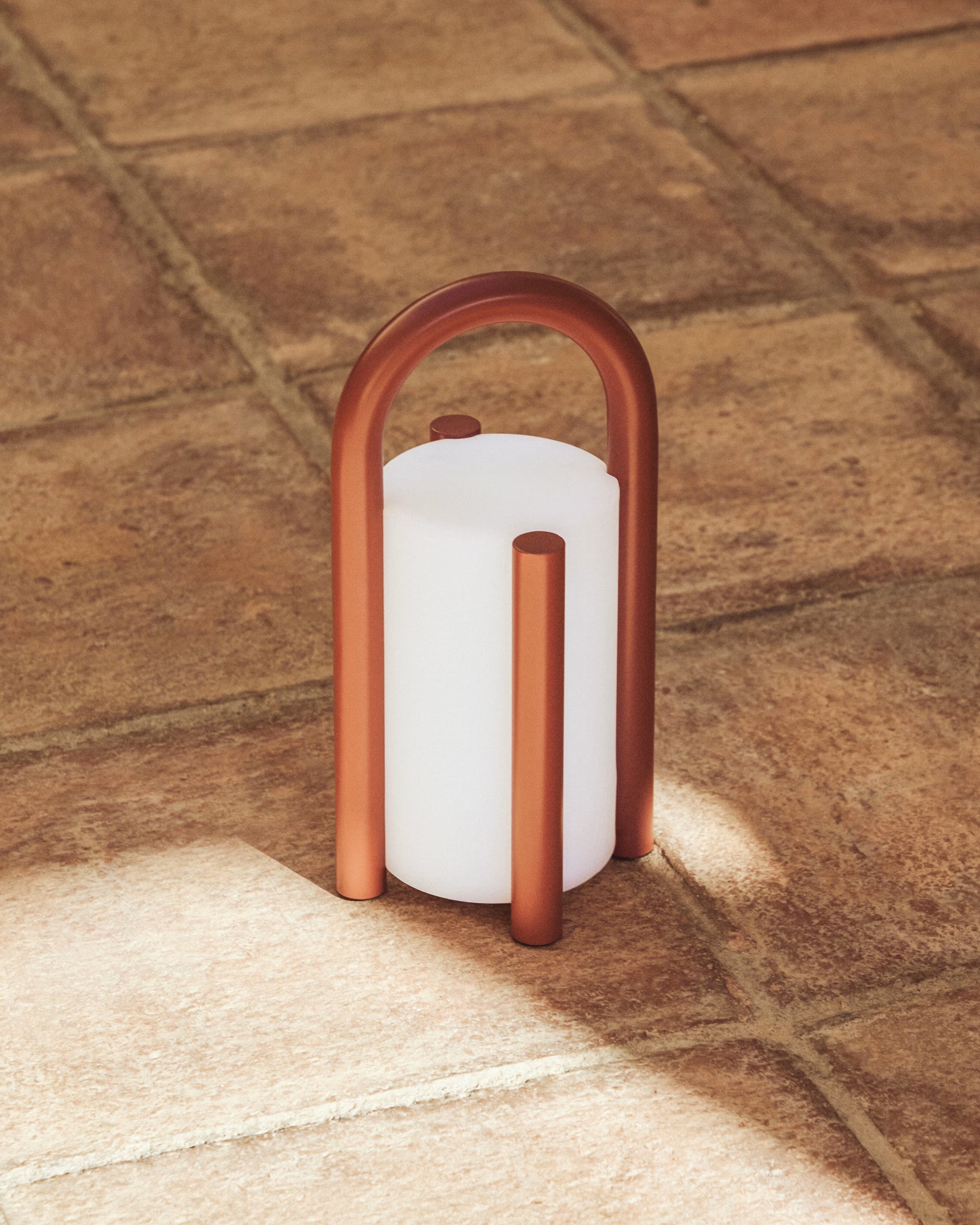 Draagbare tuinlamp LEROS terracotta
