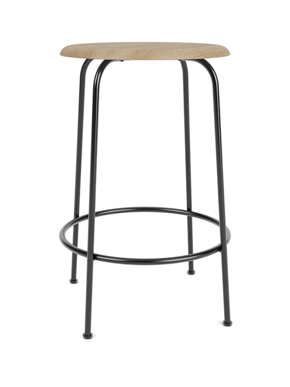 AFTEROOM bar stool with oak veneer and steel base