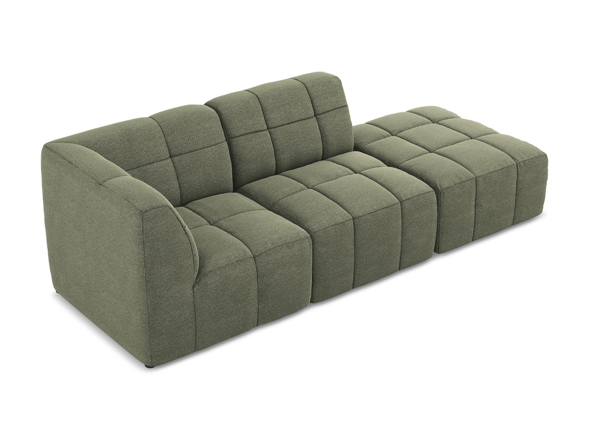 Modulares, linksseitiges, offenes 3-Sitzer-Sofa ALOHA in olivgrünem Boucle