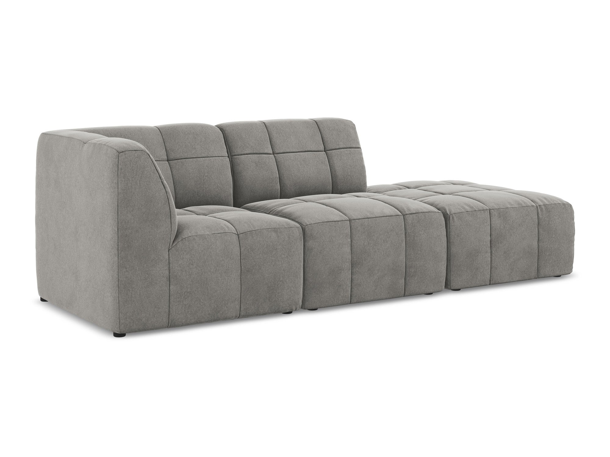 Modulares, samtweiches, linksseitiges, offenes 3-Sitzer-Sofa ALOHA grau