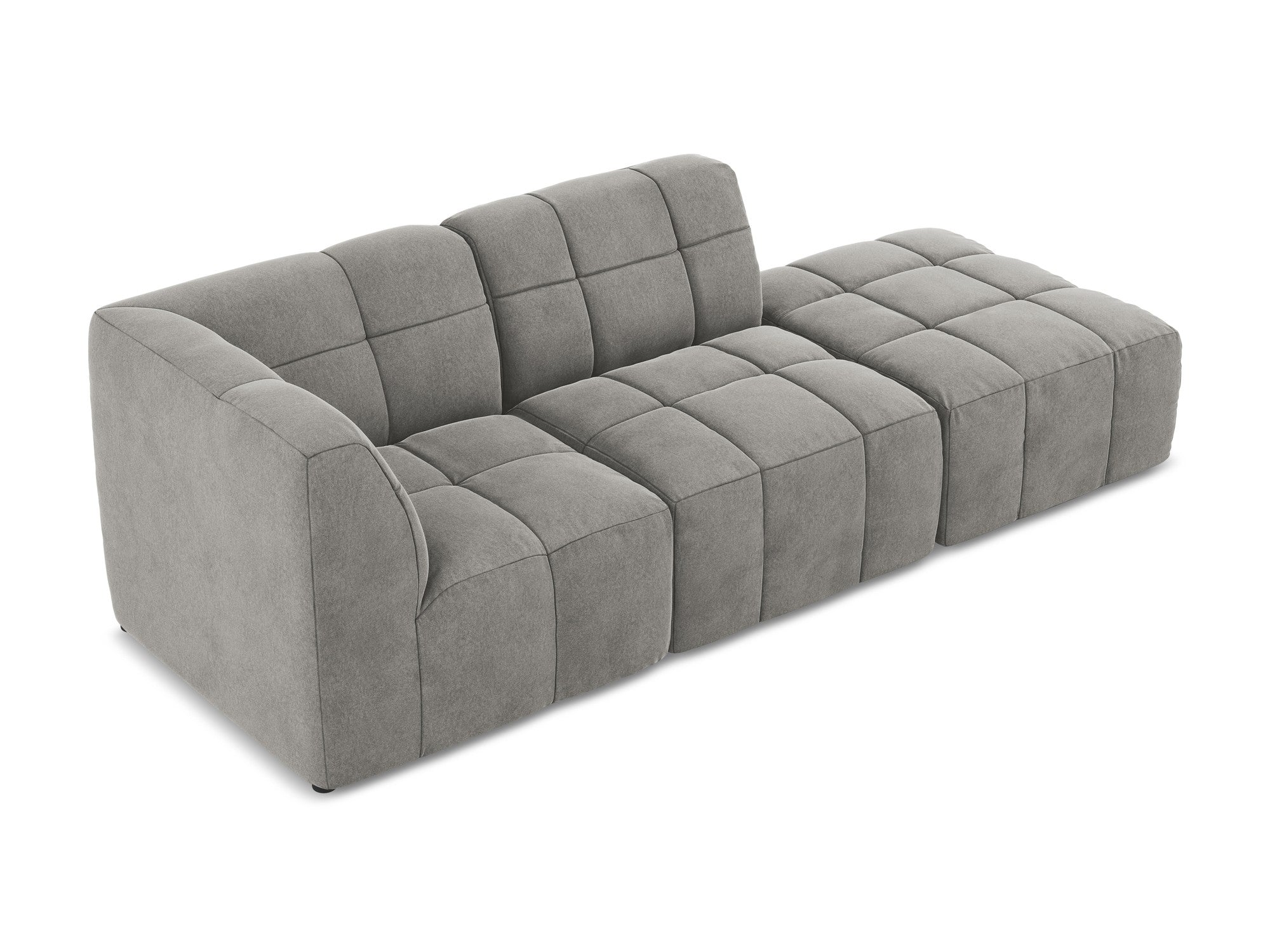 Modulares, samtweiches, linksseitiges, offenes 3-Sitzer-Sofa ALOHA grau