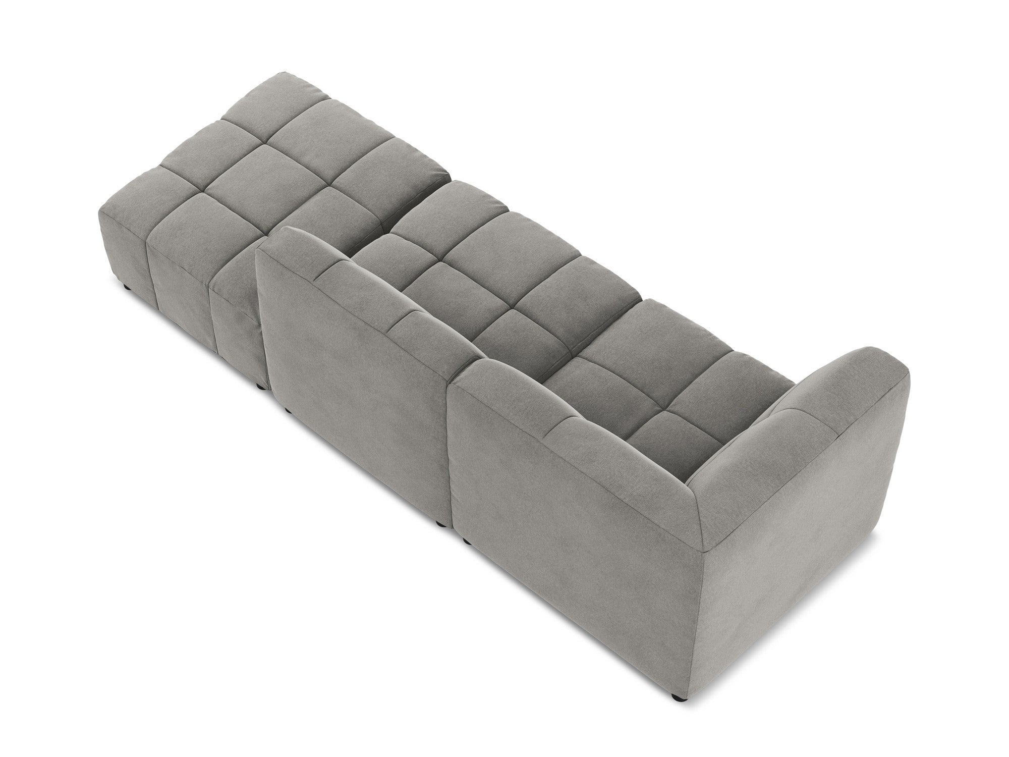 Modulares, samtweiches, linksseitiges, offenes 3-Sitzer-Sofa ALOHA grau