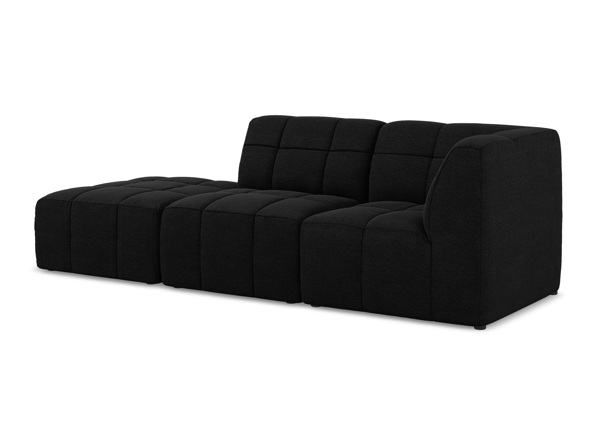 Right-facing open modular 3-seater sofa ALOHA black boucle
