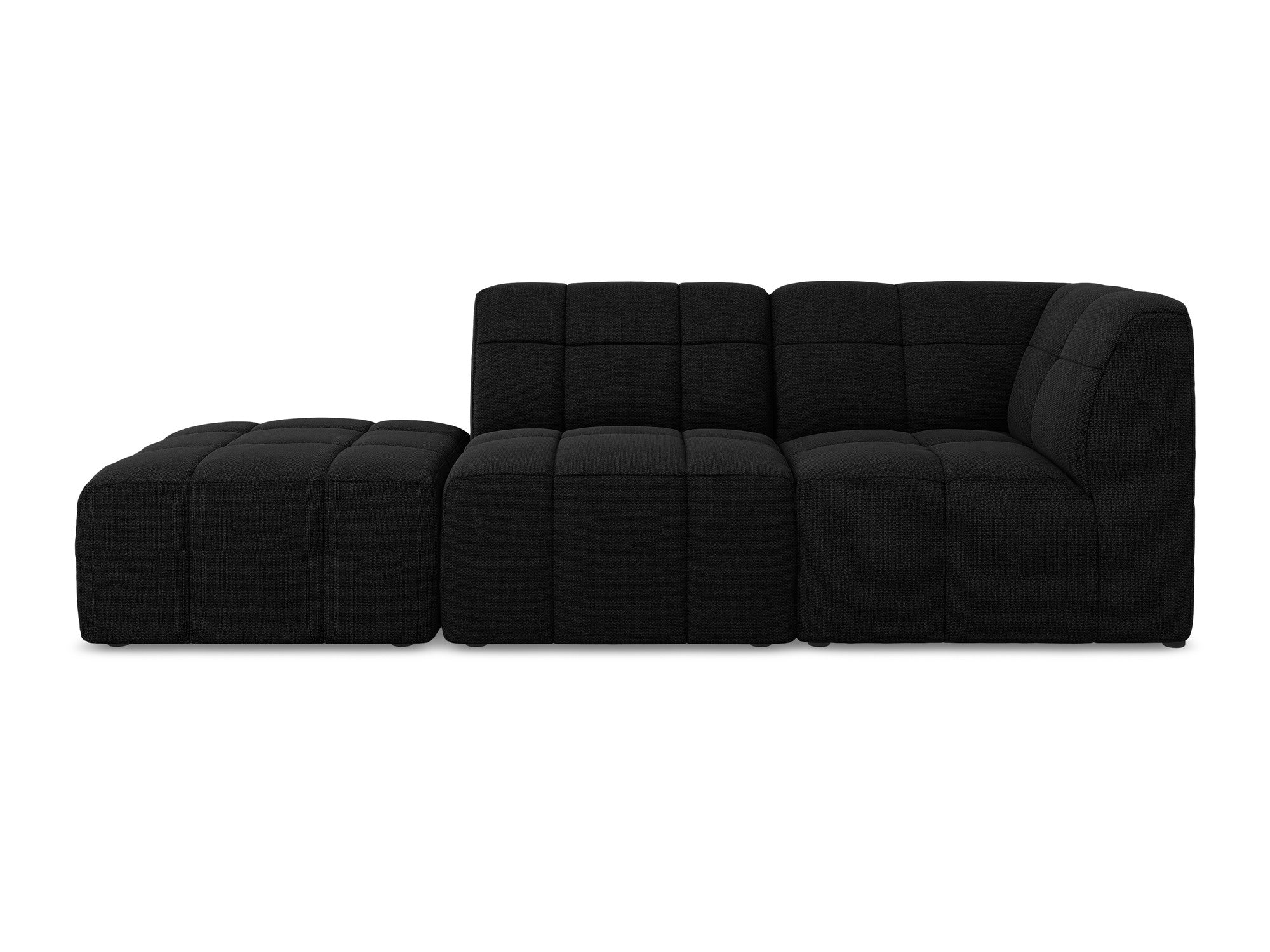 Right-facing open modular 3-seater sofa ALOHA black boucle