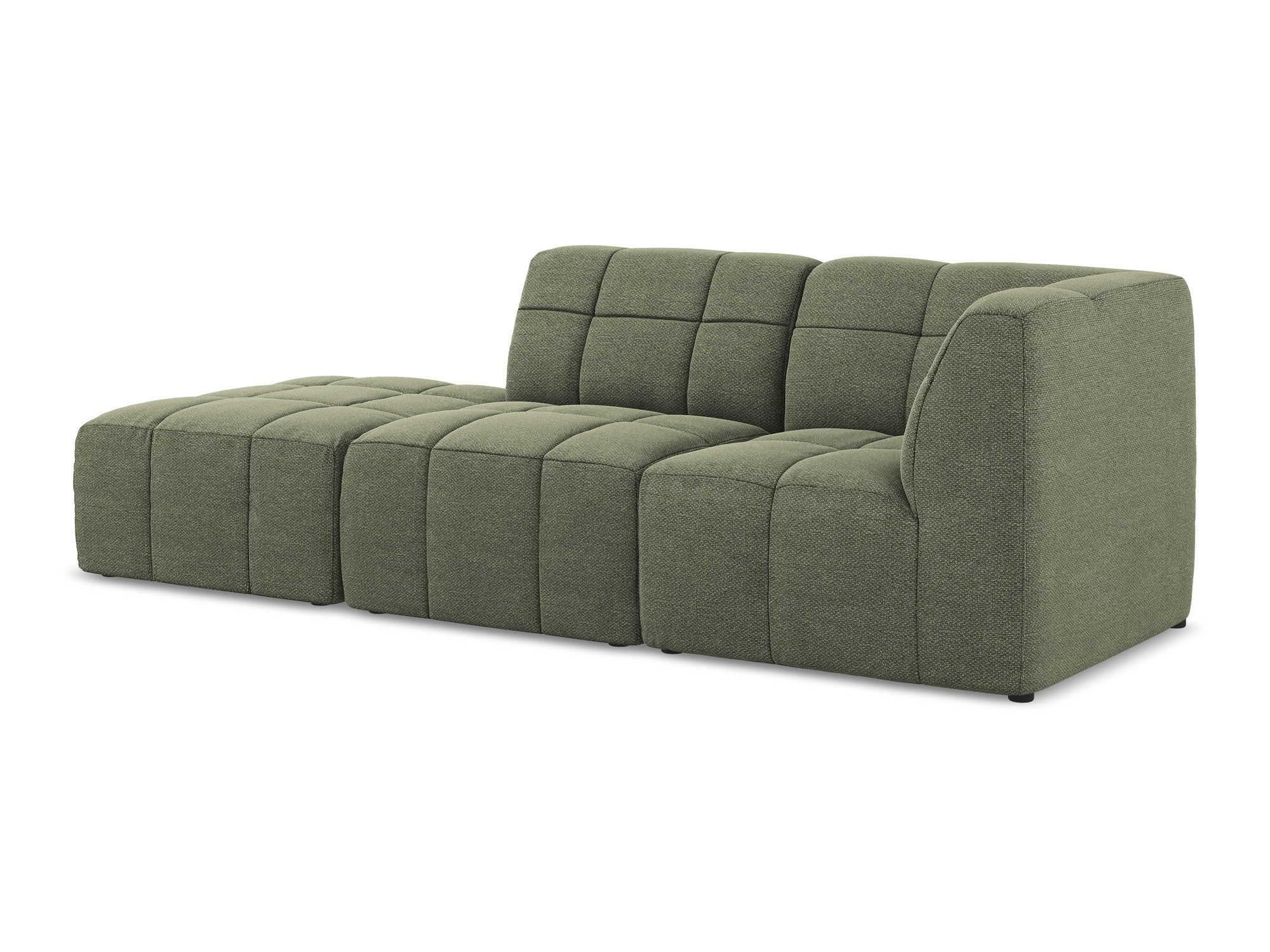 Modulares Sofa mit offener rechter Seite, 3-Sitzer ALOHA in olivgrünem Boucle