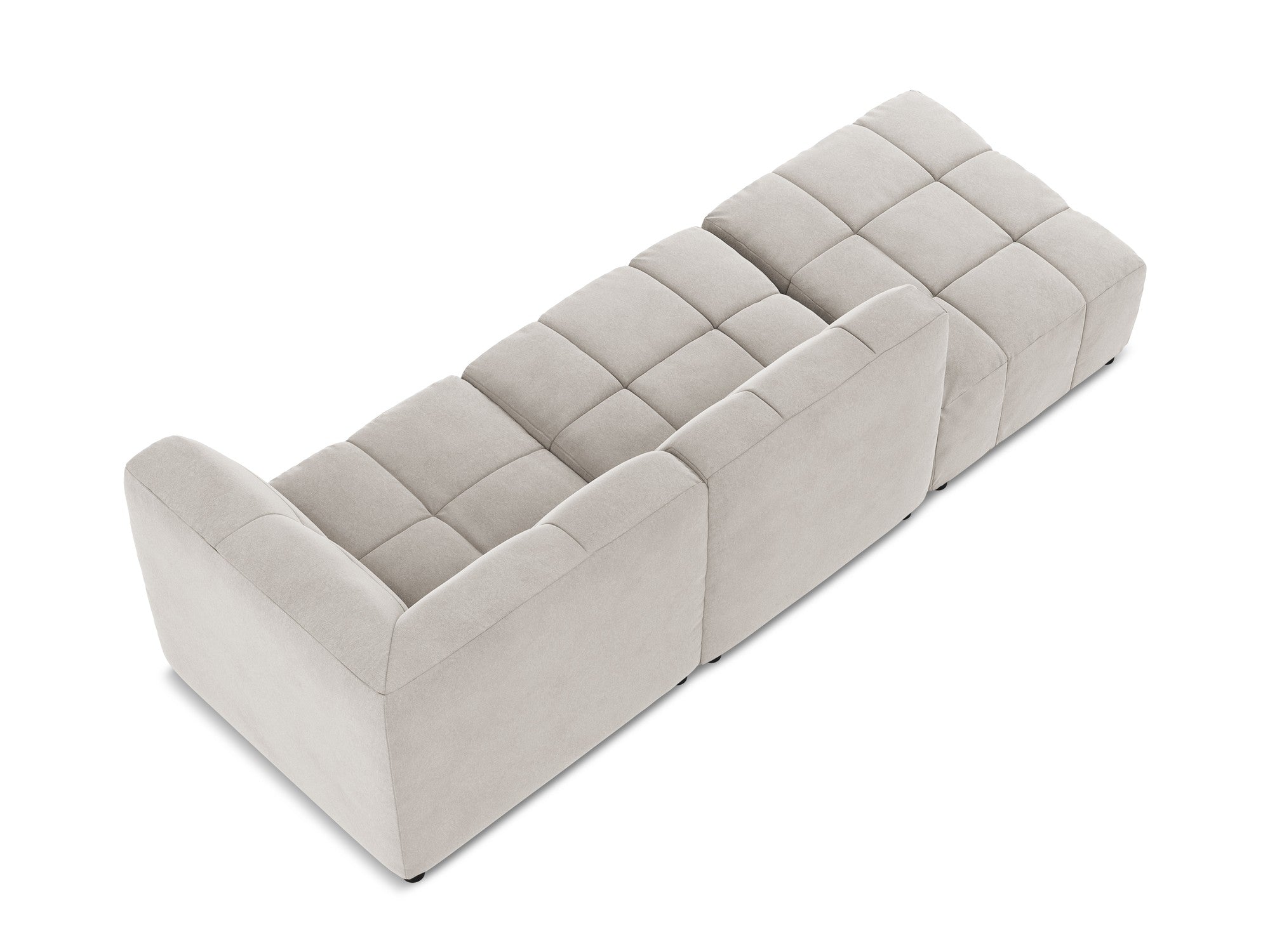 Modulaire fluwelen bank rechts open 3-zits ALOHA lichtbeige