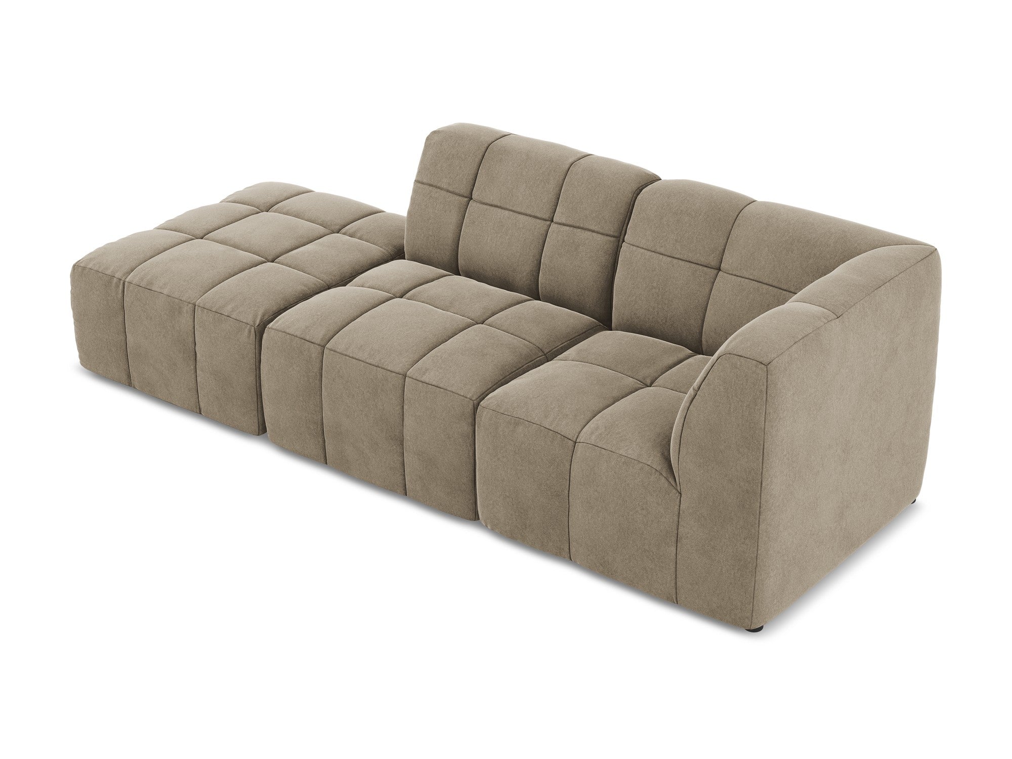 Beige Right-Open Velvet Modular Sofa for 3 People ALOHA
