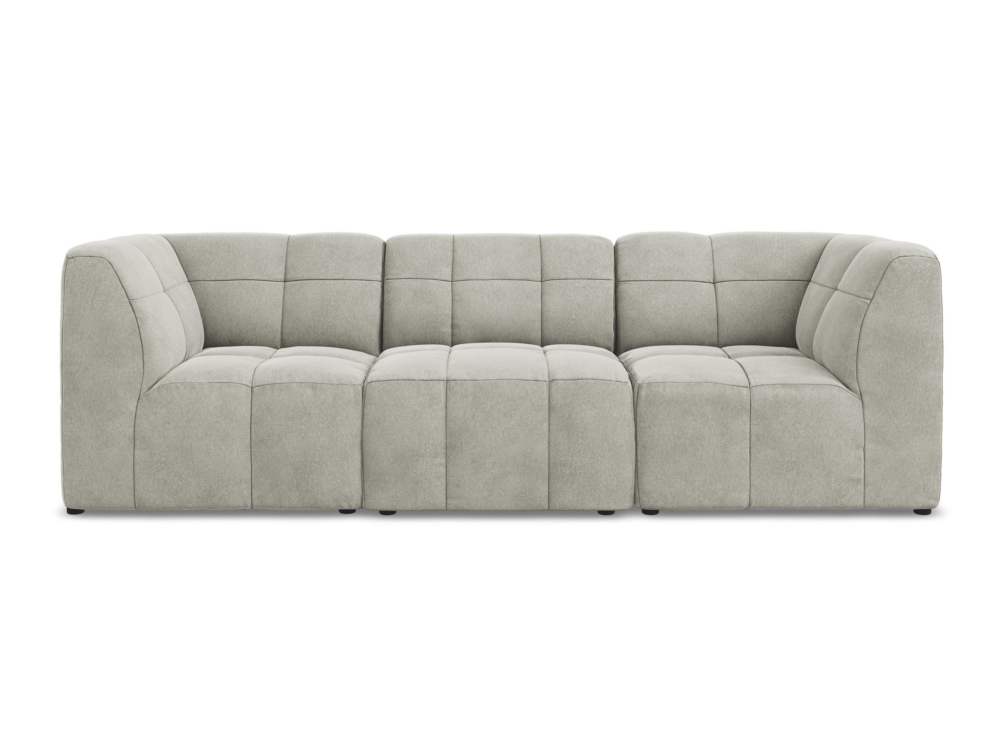3-seater velvet modular sofa ALOHA light gray