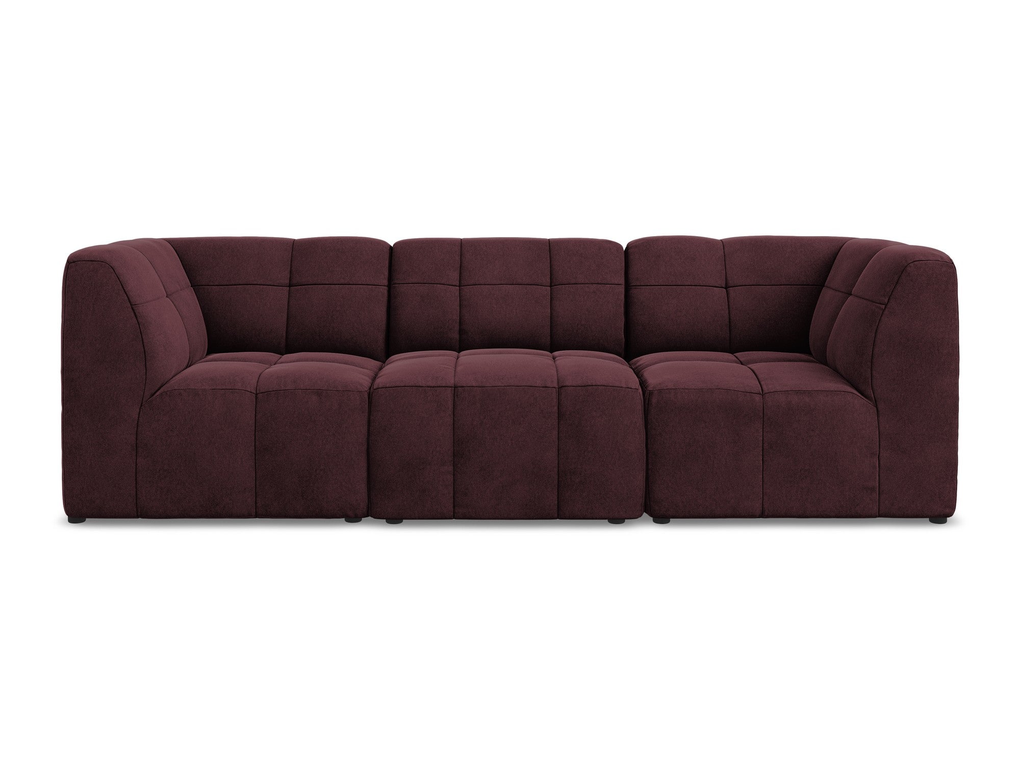 Burgundy Velvet Modular Sofa for 3 People ALOHA