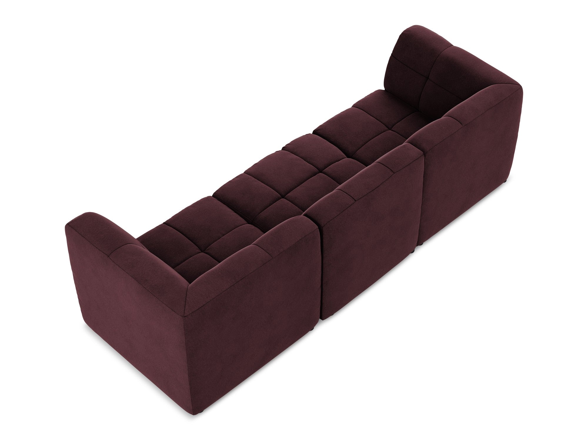 Burgundy Velvet Modular Sofa for 3 People ALOHA