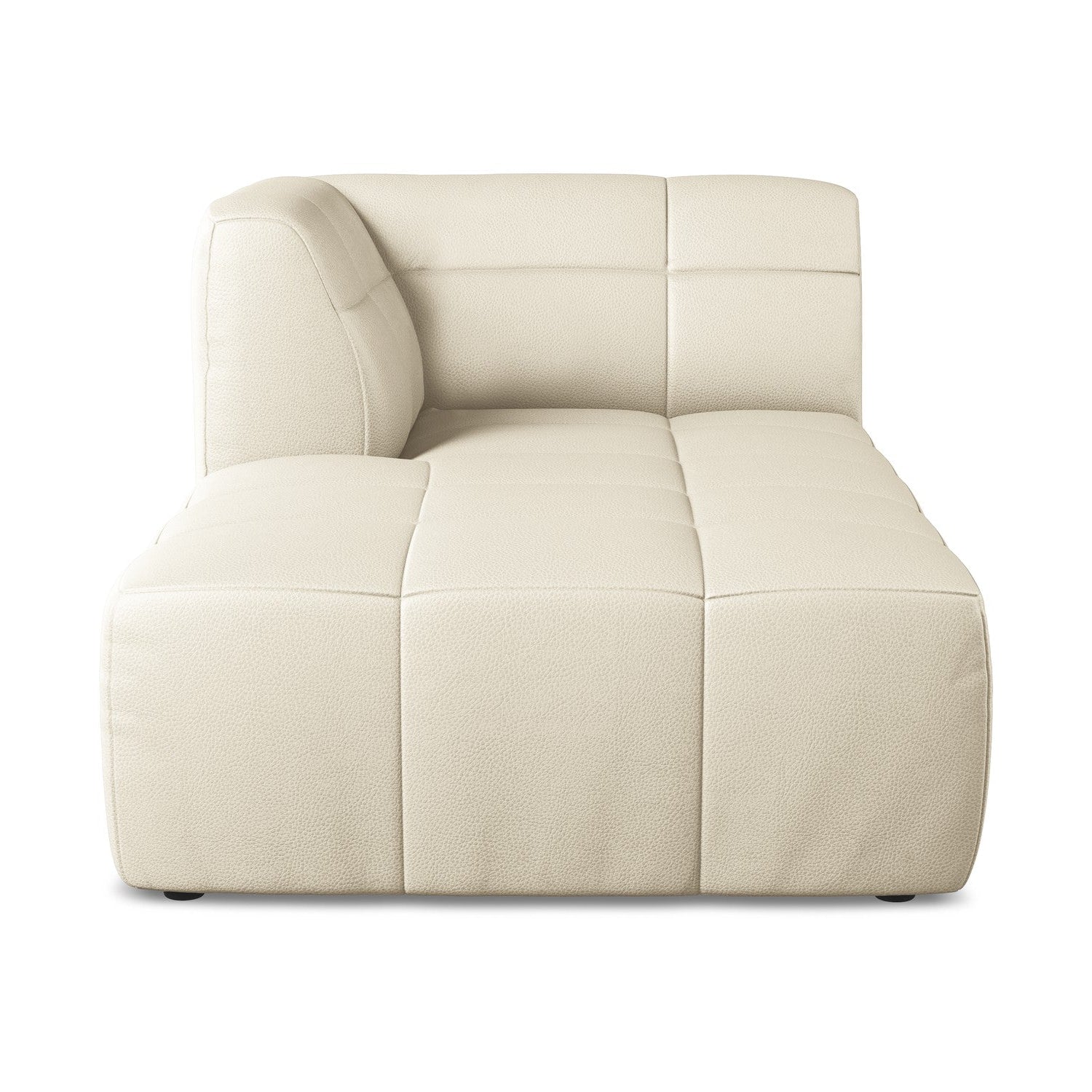 Left-facing ALOHA chaise longue in light beige eco-leather