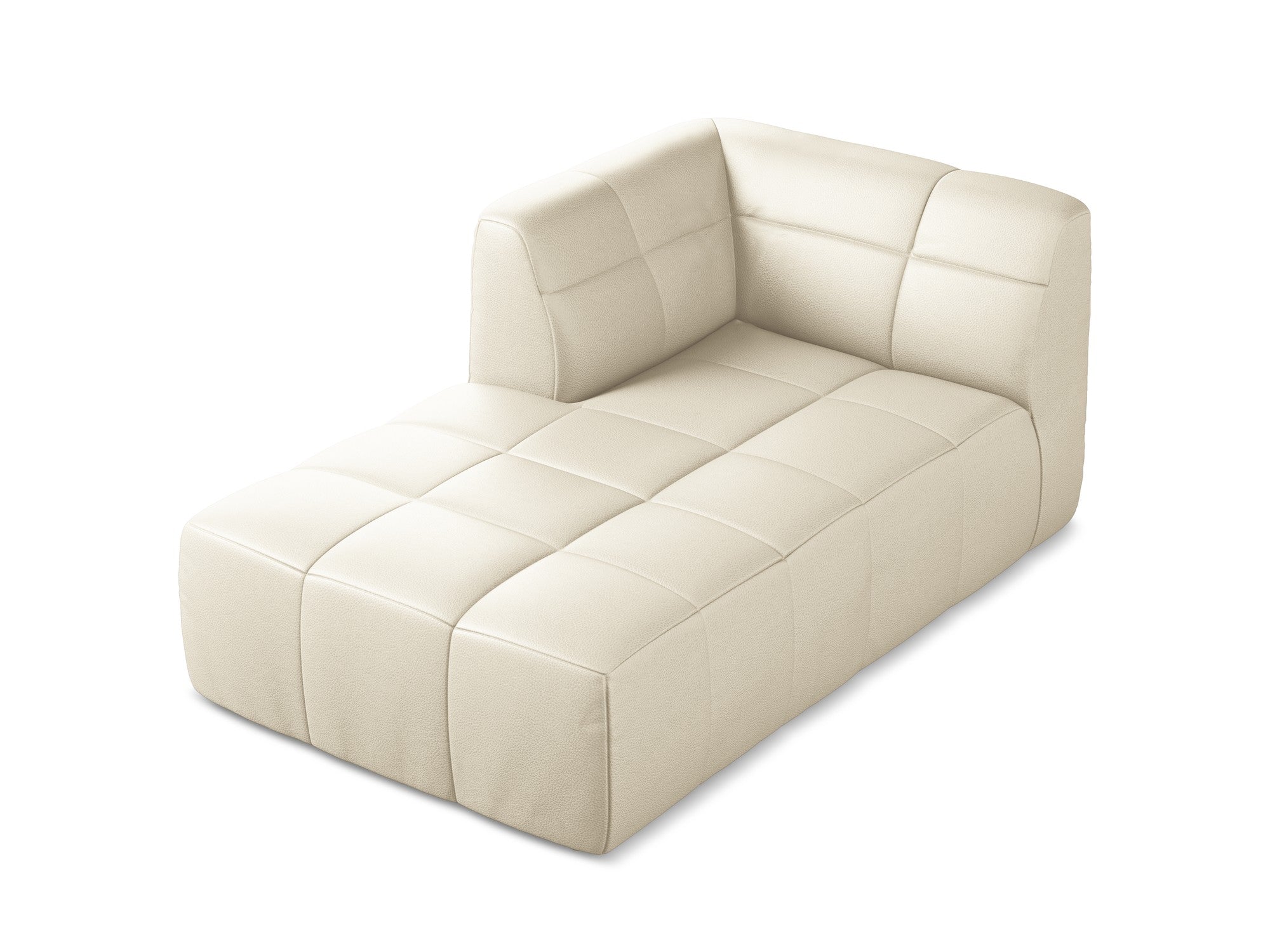 Left-facing ALOHA chaise longue in light beige eco-leather