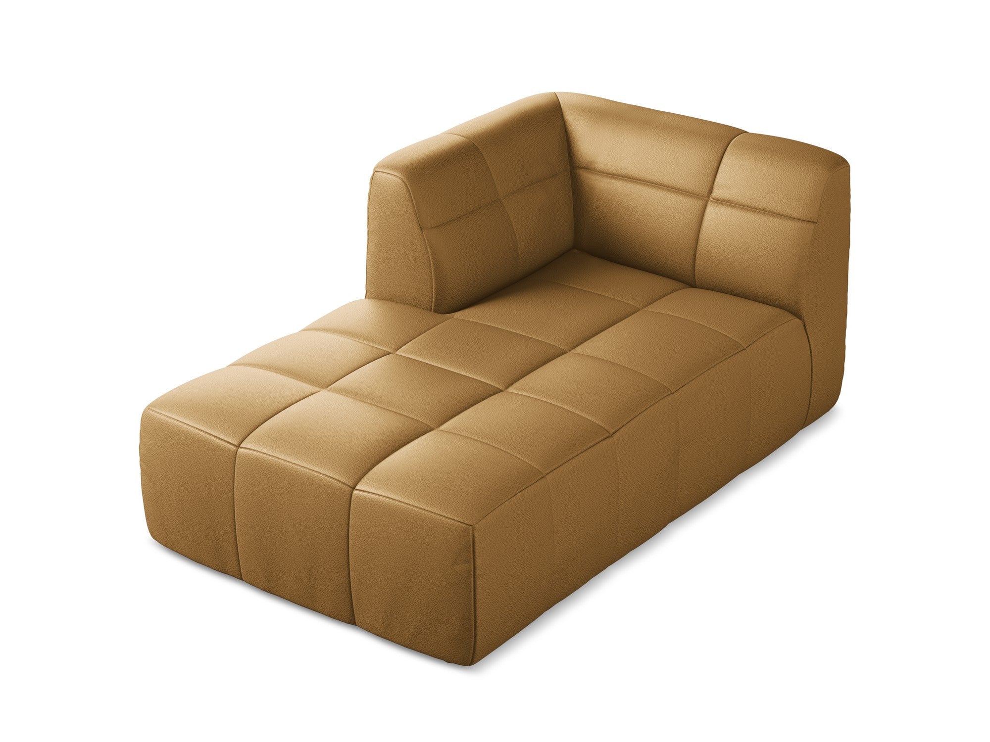 Szezlong links ALOHA aus karamelbraunem Kunstleder