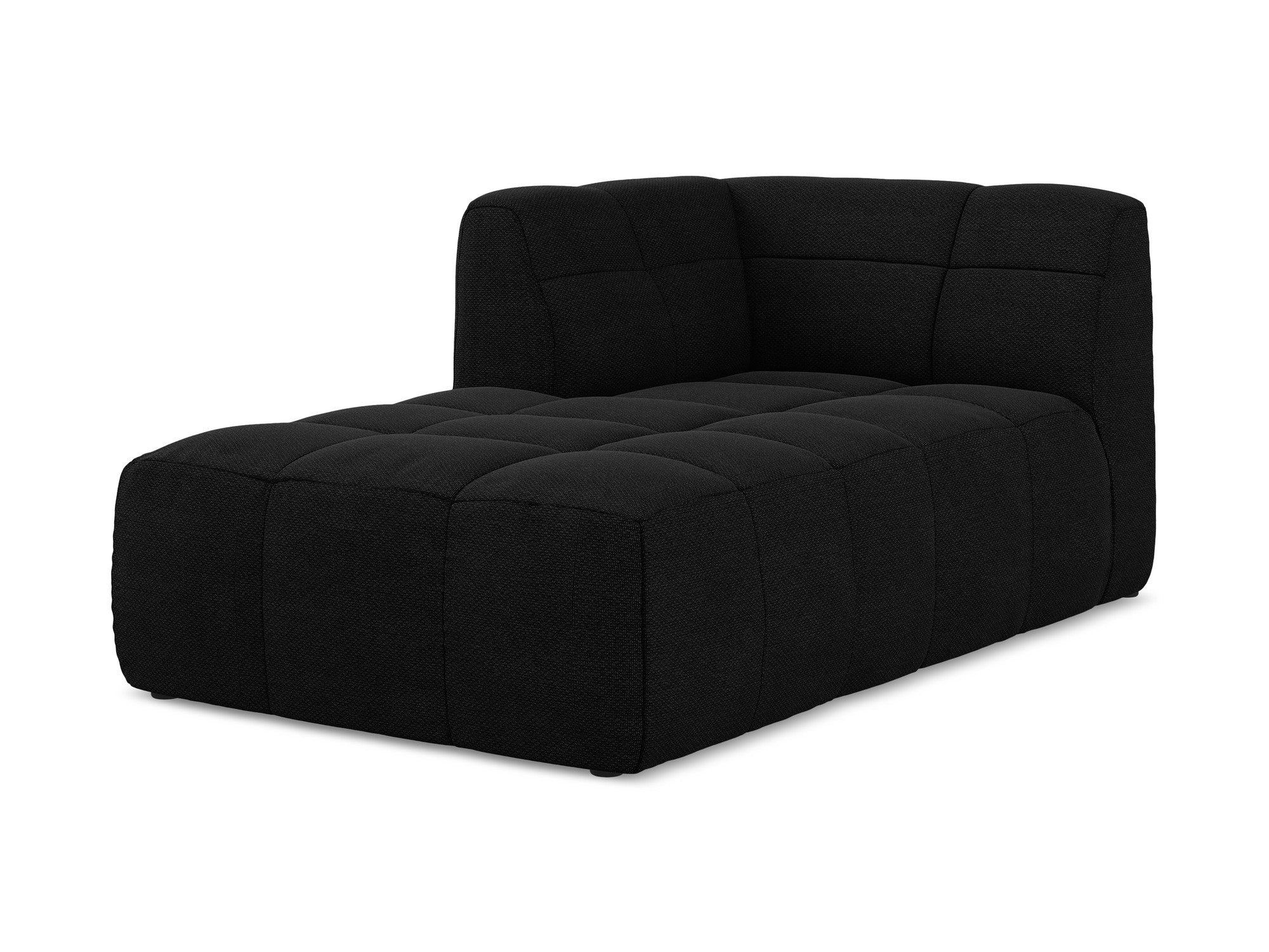 Left-facing ALOHA chaise lounge in black boucle