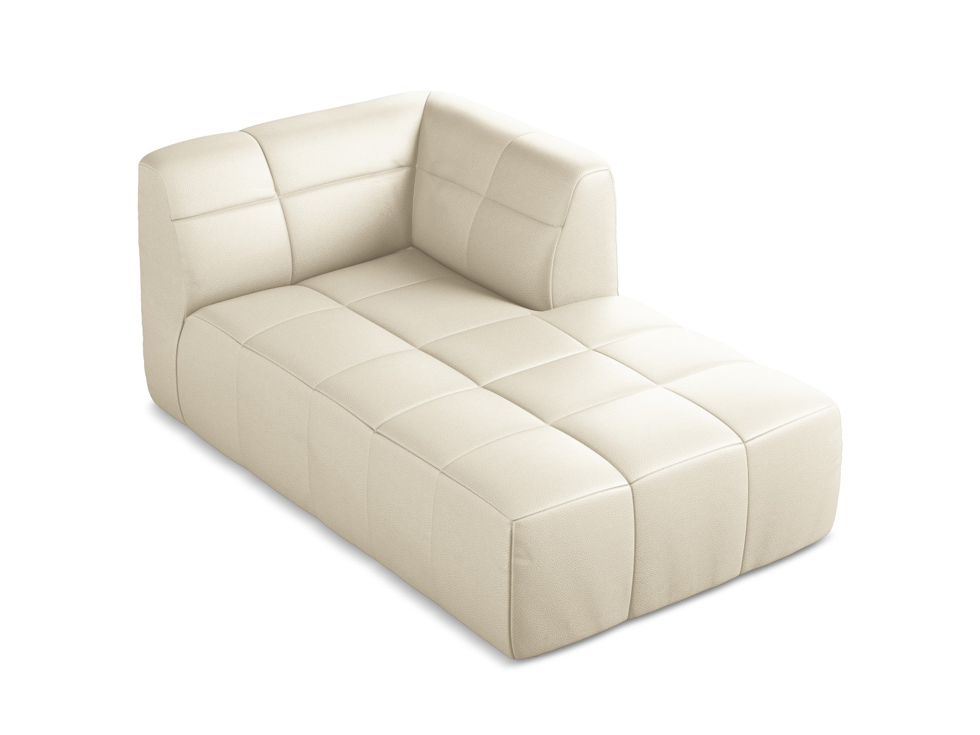 Right-facing ALOHA chaise longue in light beige eco-leather