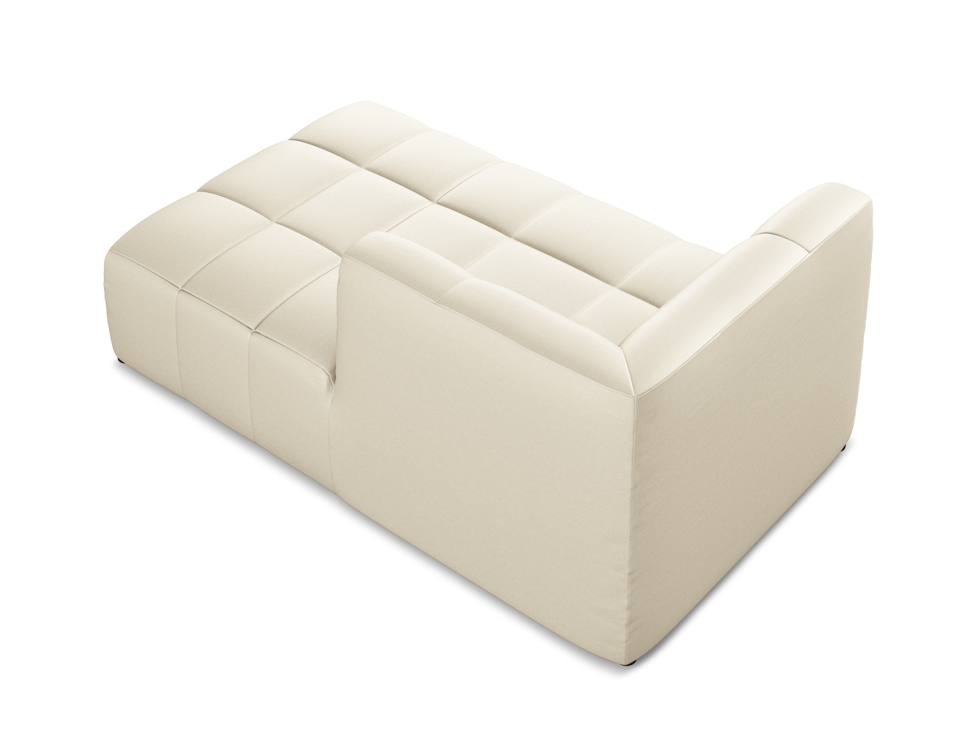 Right-facing ALOHA chaise longue in light beige eco-leather