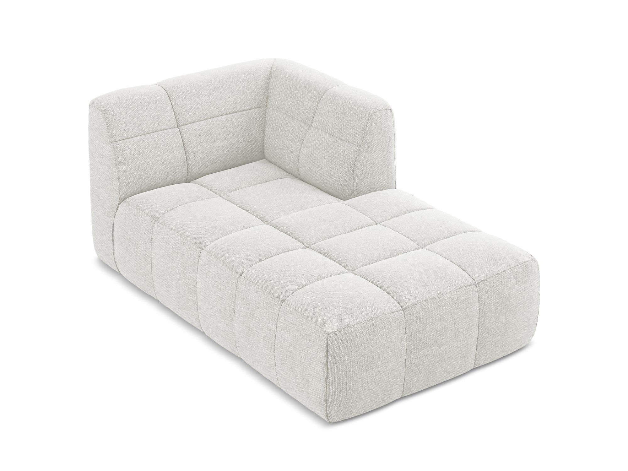 Right-facing ALOHA chaise lounge in white boucle