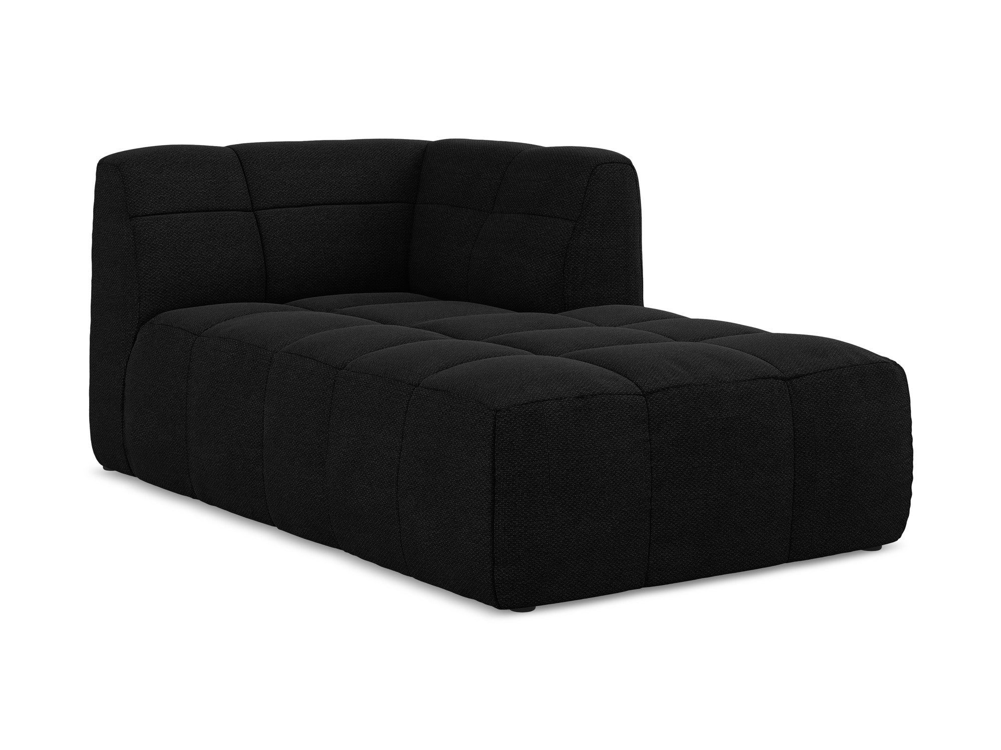 Right-facing ALOHA chaise lounge in black boucle
