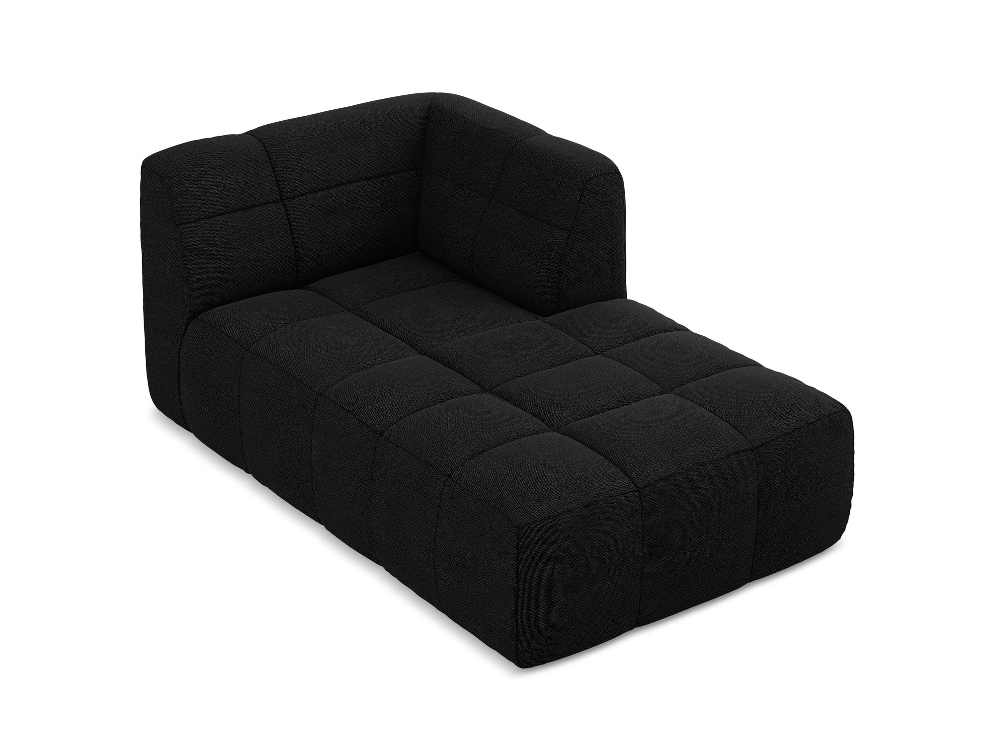 Right-facing ALOHA chaise lounge in black boucle