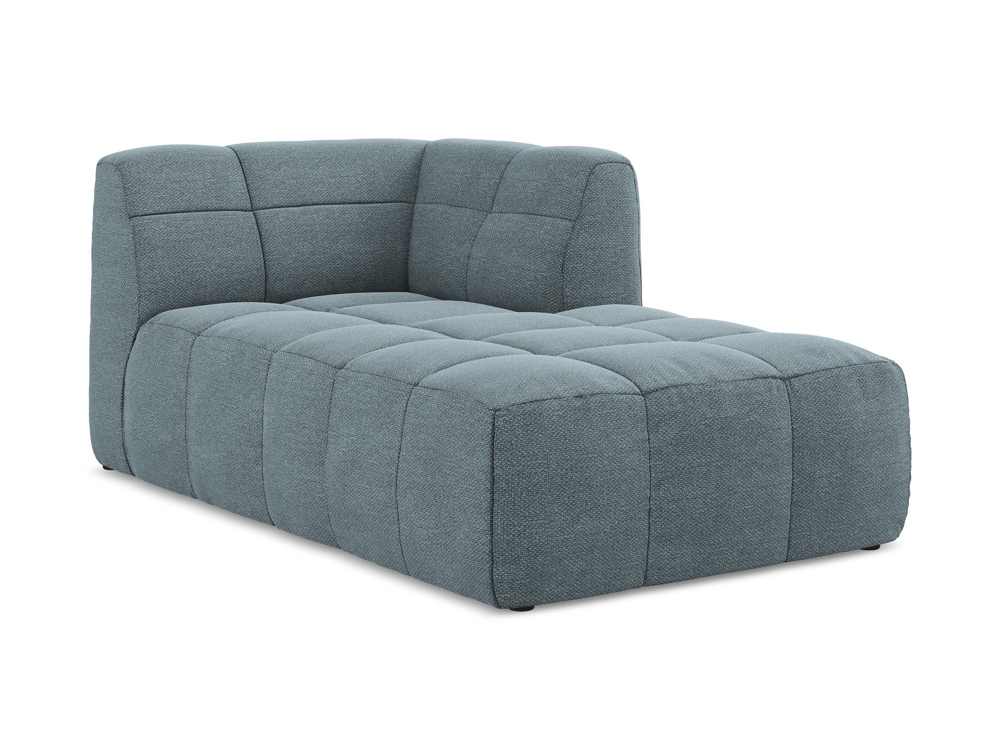 Right-facing ALOHA chaise lounge in blue denim boucle