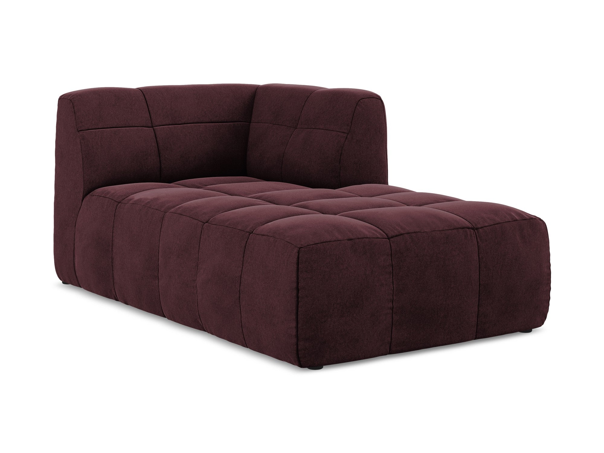 Rechthoekige chaise longue van fluweel ALOHA bordeauxrood