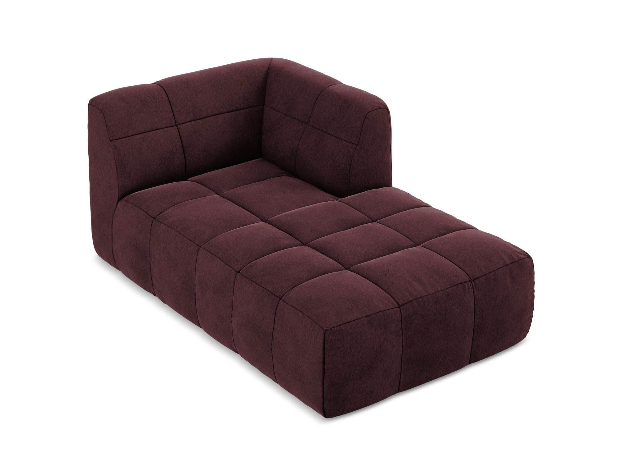 Rechthoekige chaise longue van fluweel ALOHA bordeauxrood