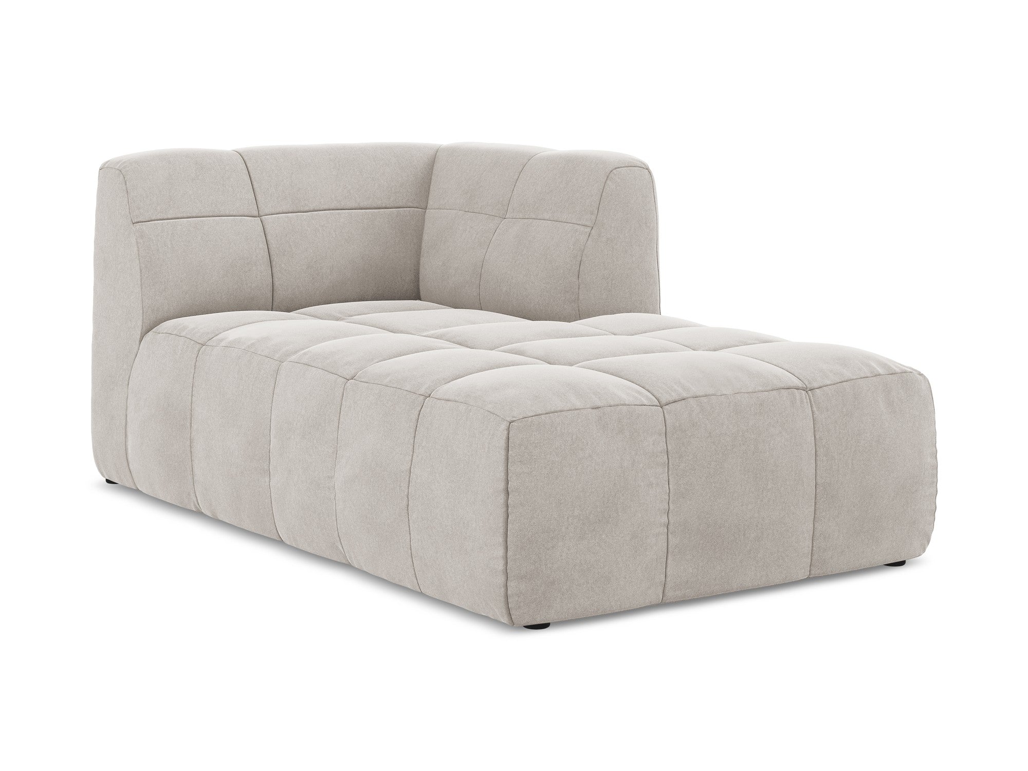 Rechthoekige chaise longue van fluweel ALOHA lichtbeige