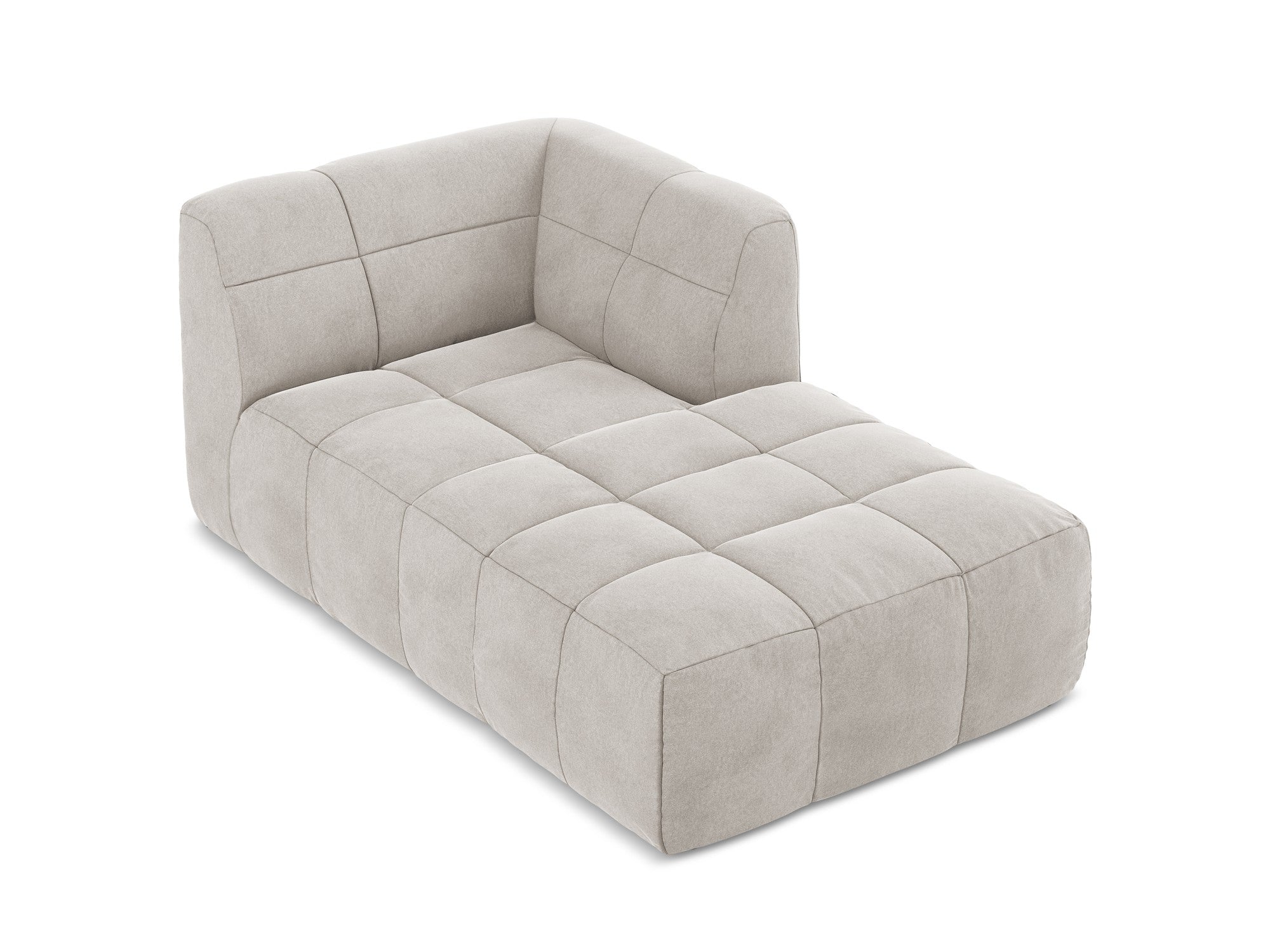 Rechthoekige chaise longue van fluweel ALOHA lichtbeige