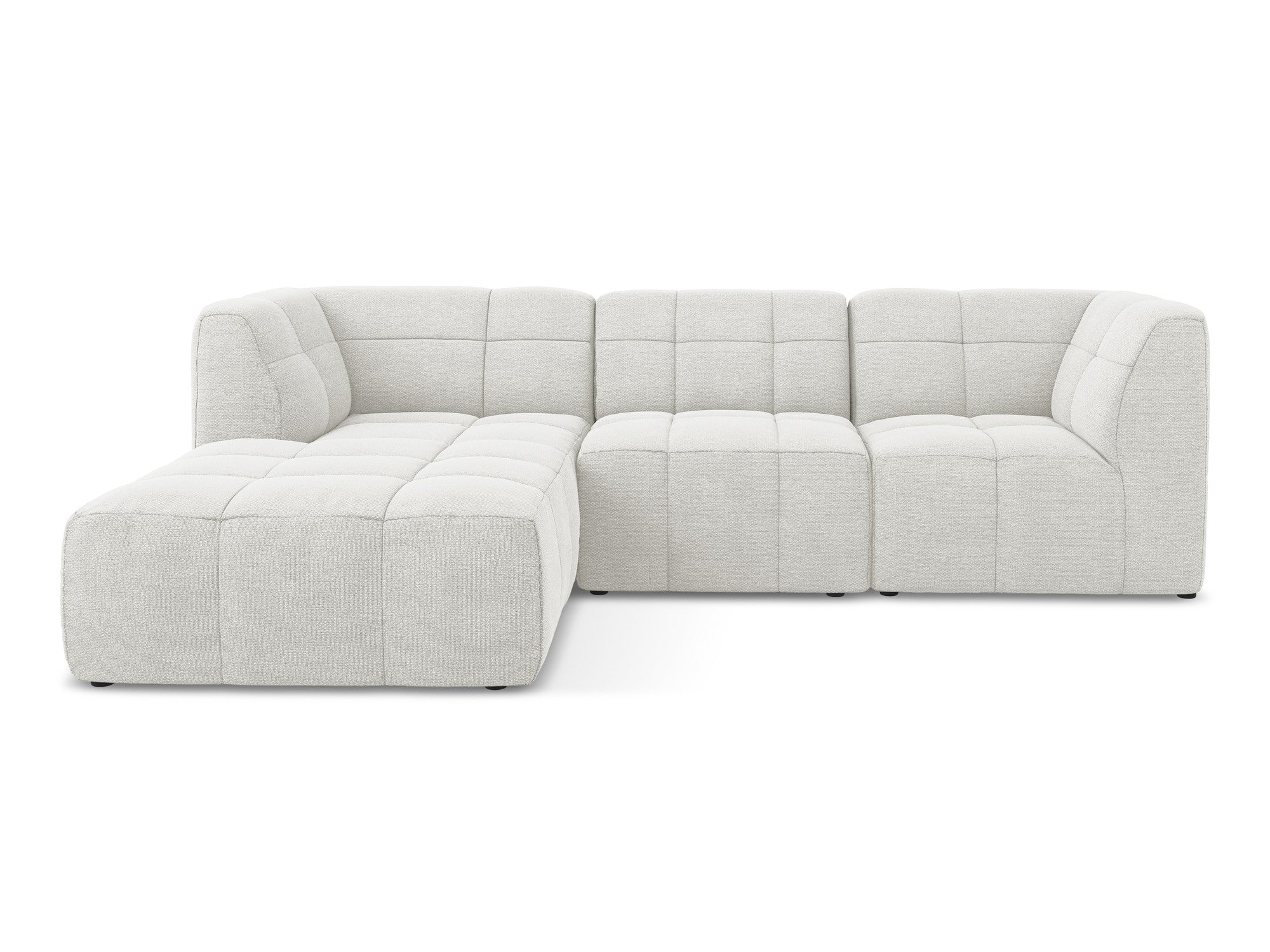 Modularer, linksseitiger 3-Sitzer ALOHA in weißem Boucle