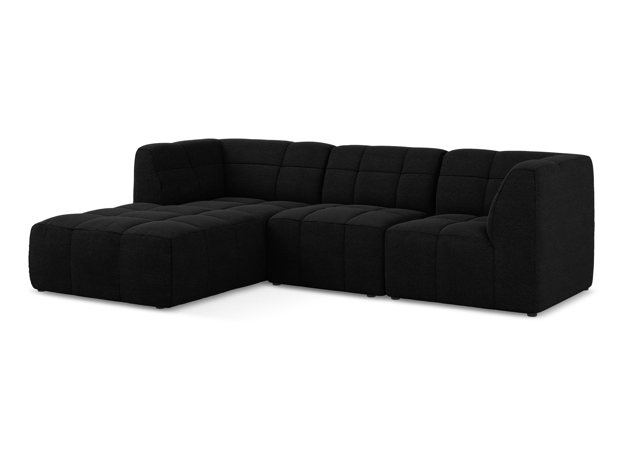 Modularer linksseitiger 3-Sitzer ALOHA in schwarzem Boucle
