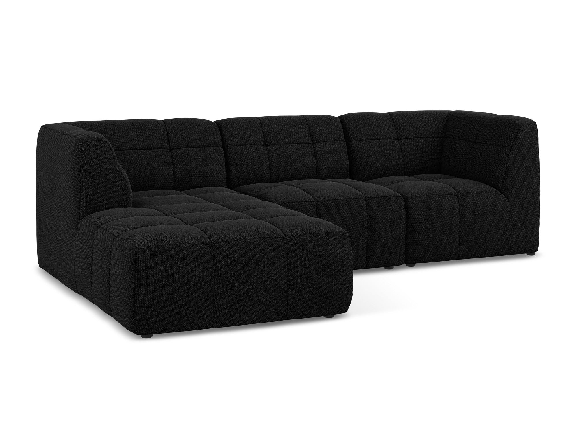 Modularer linksseitiger 3-Sitzer ALOHA in schwarzem Boucle