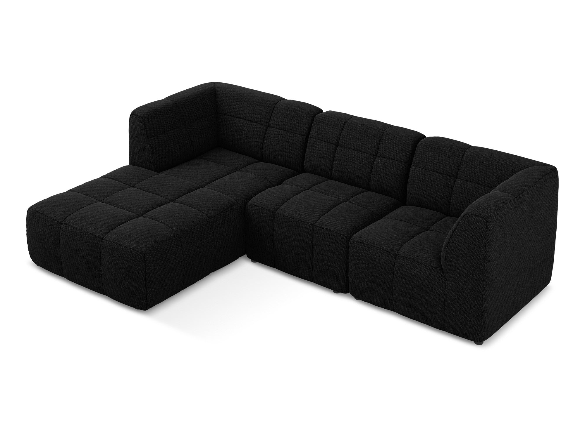 Modularer linksseitiger 3-Sitzer ALOHA in schwarzem Boucle