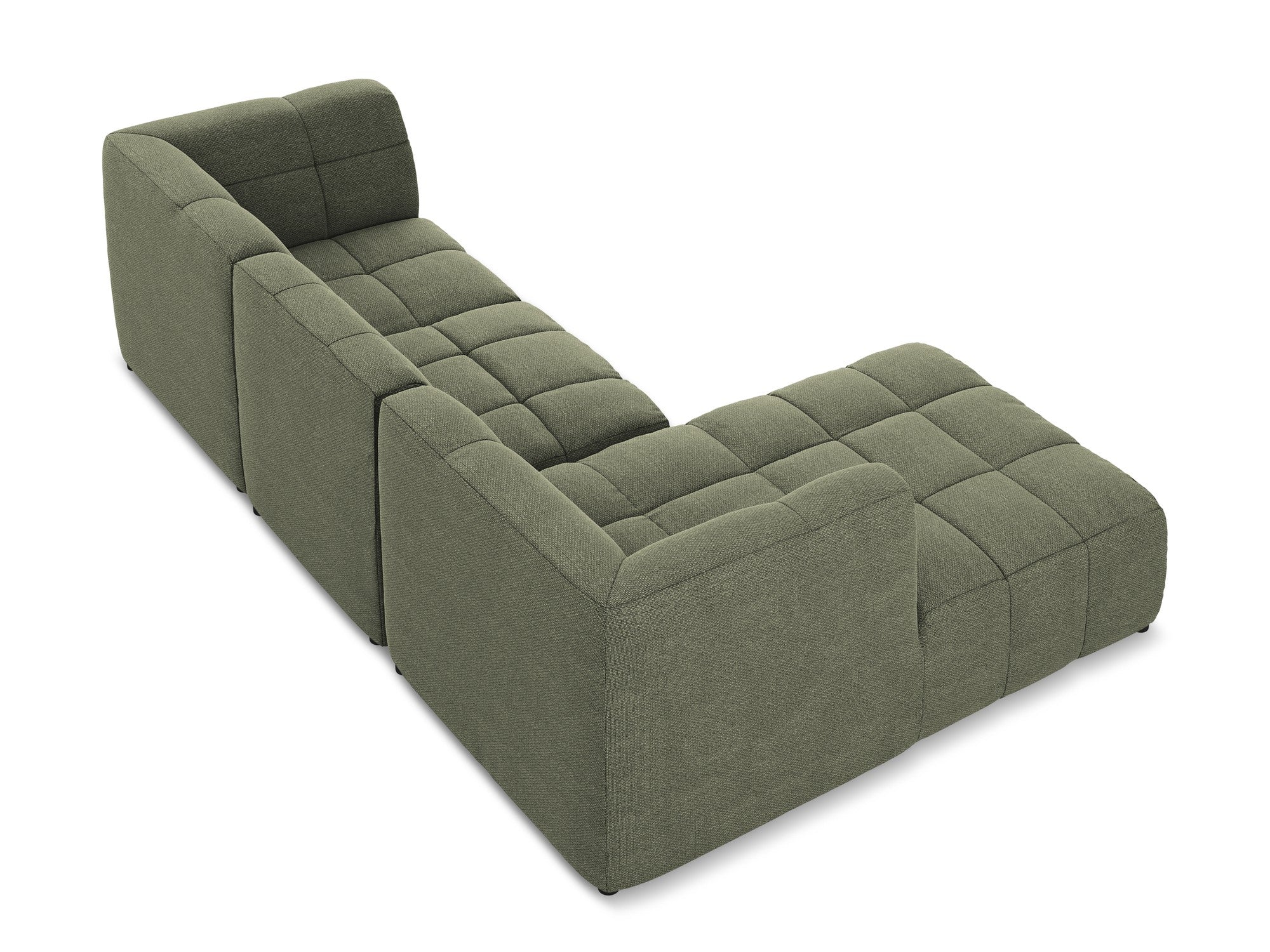 Modulaire hoekbank links 3-zits ALOHA olijfgroene boucle