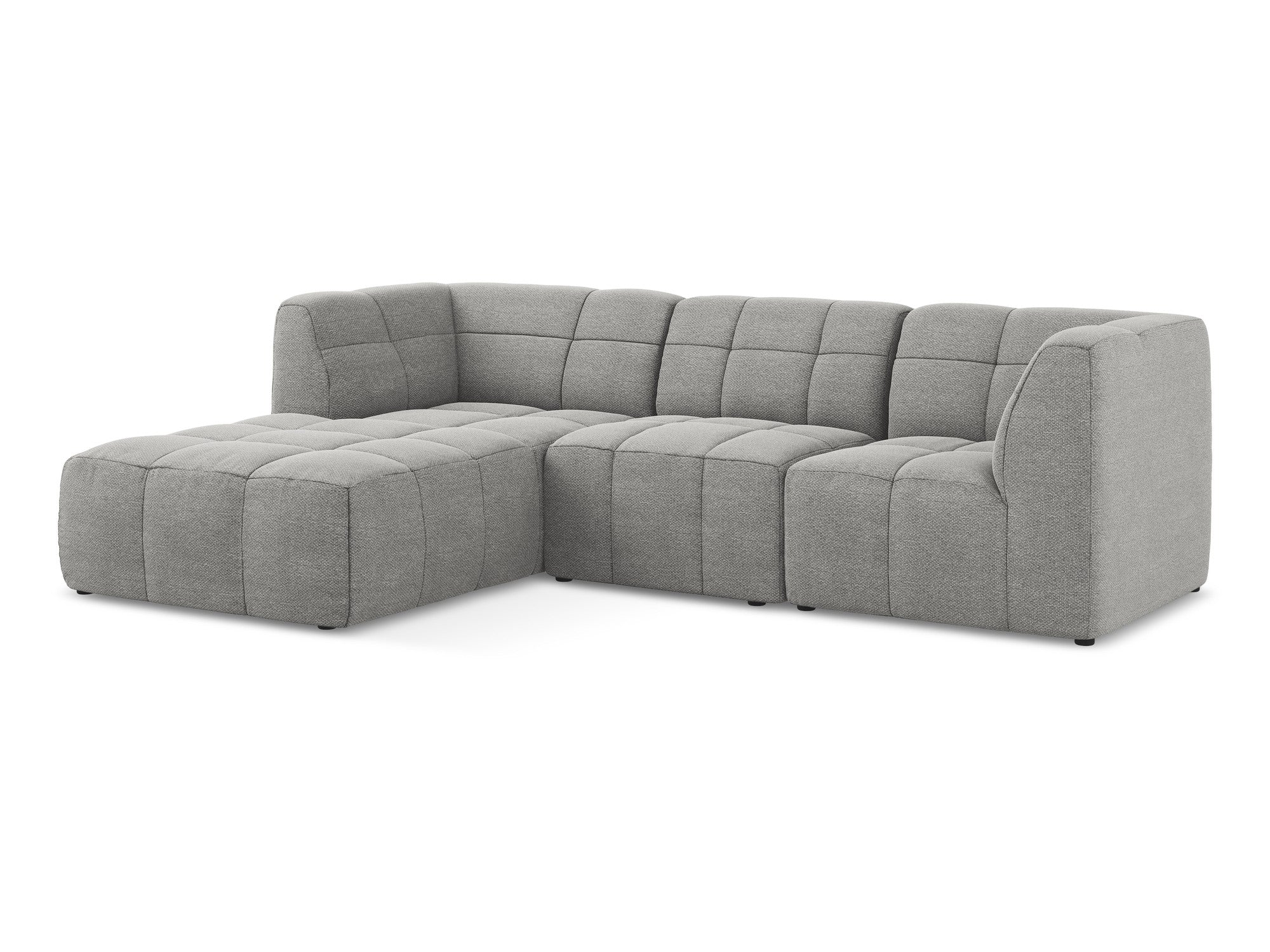 Modularer, linksseitiger 3-Sitzer ALOHA in hellgrauem Boucle