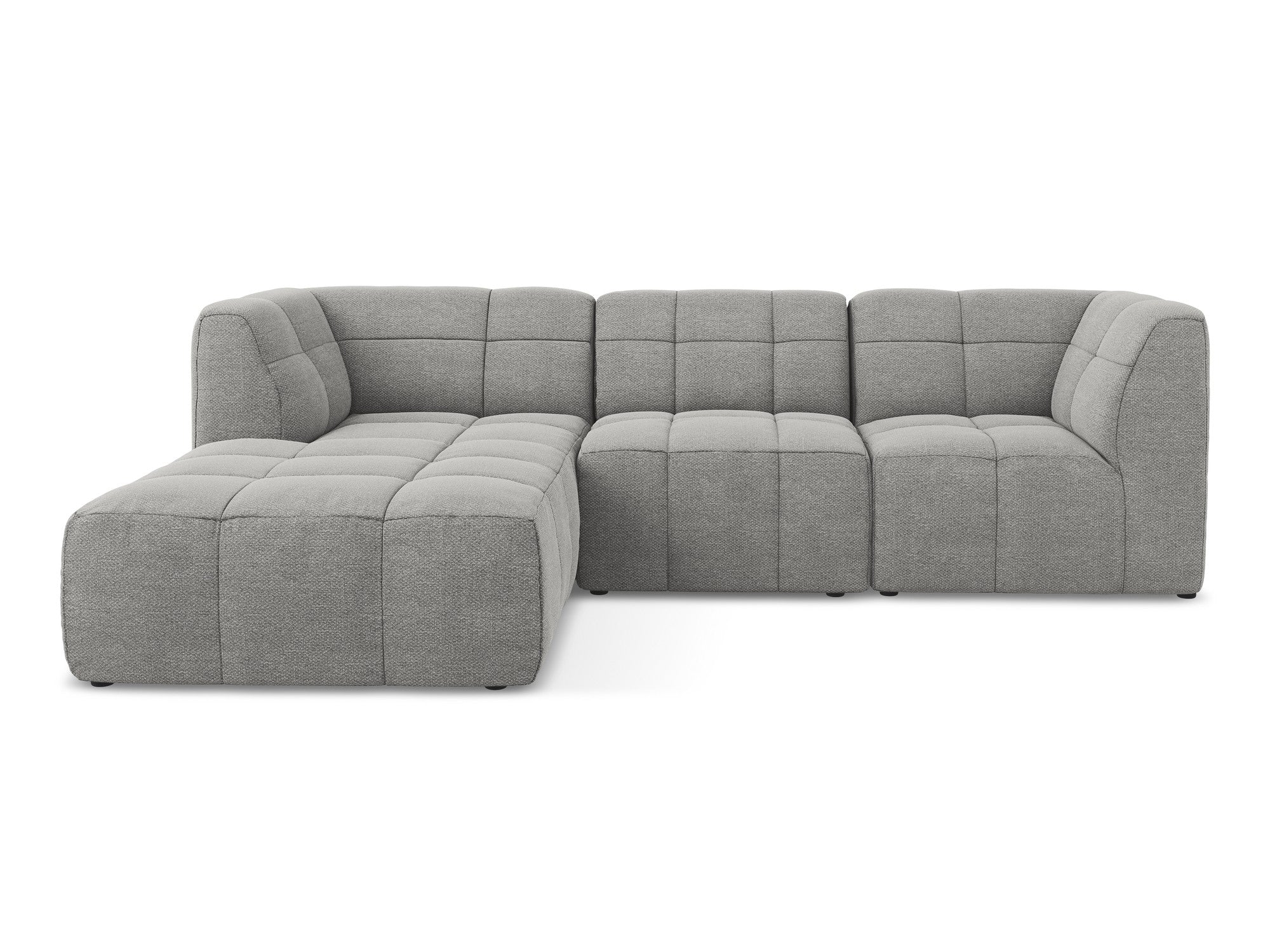 Modularer, linksseitiger 3-Sitzer ALOHA in hellgrauem Boucle