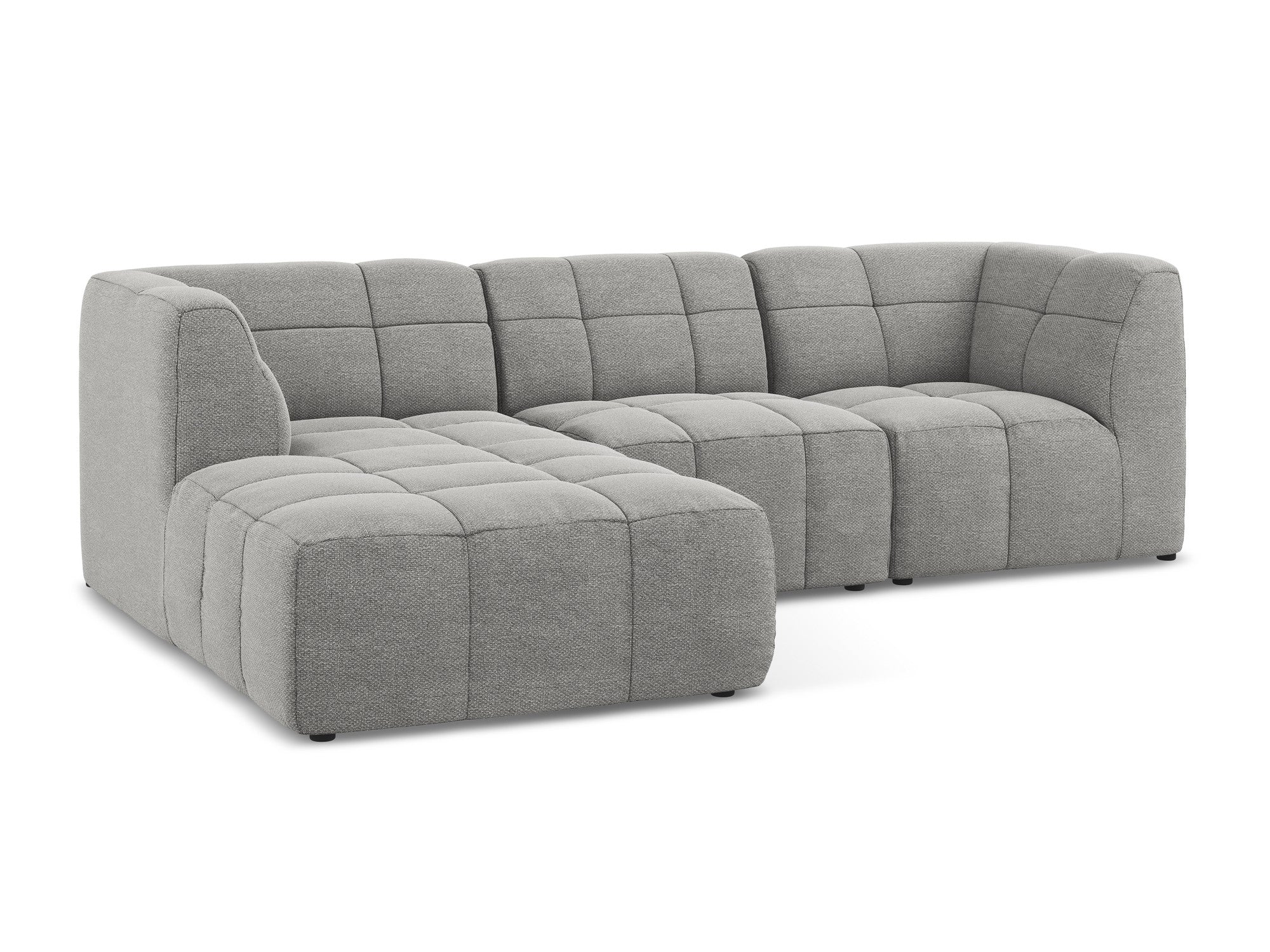 Modularer, linksseitiger 3-Sitzer ALOHA in hellgrauem Boucle
