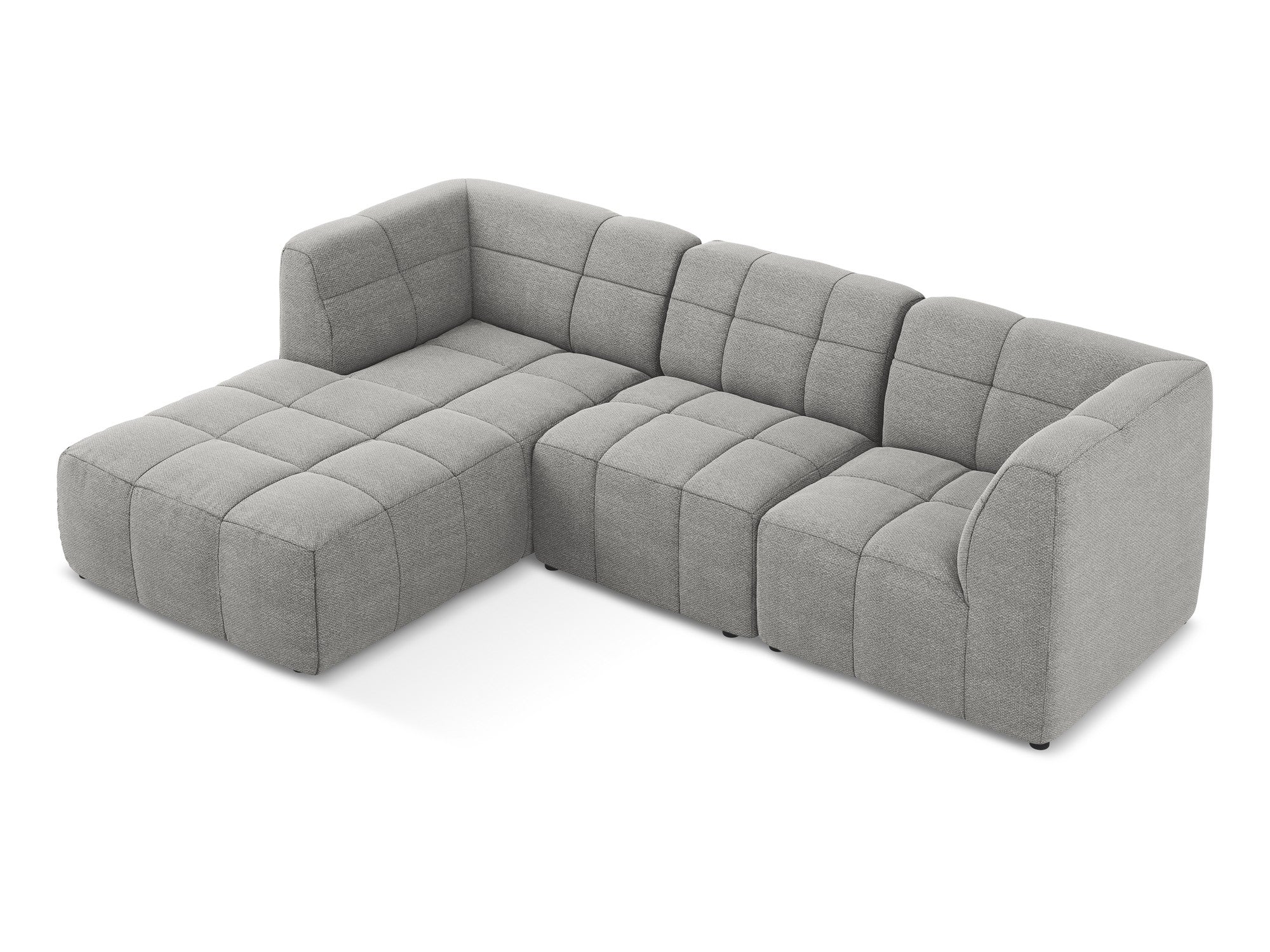 Modularer, linksseitiger 3-Sitzer ALOHA in hellgrauem Boucle