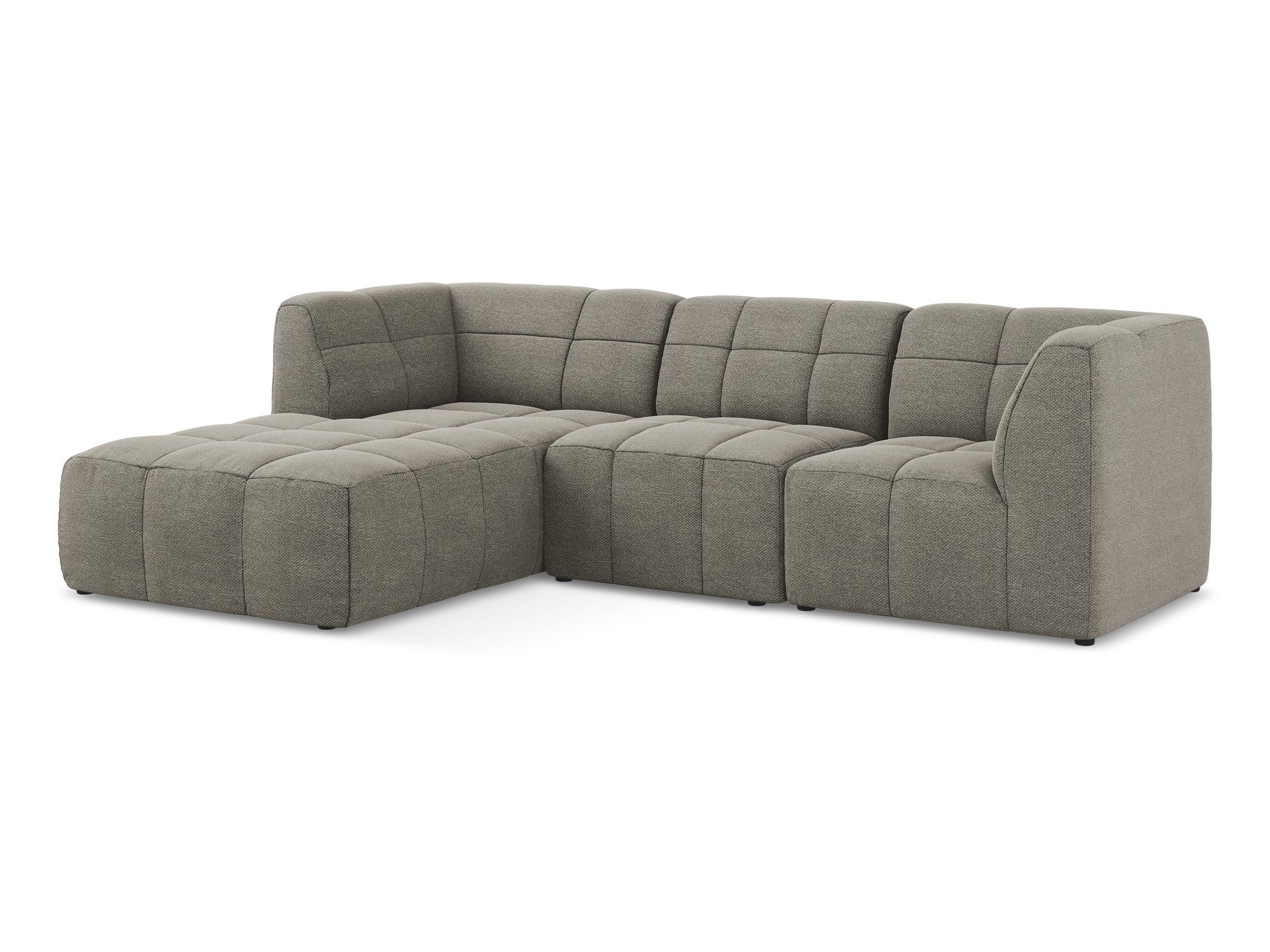 Modularer, linksseitiger 3-Sitzer ALOHA in grauem Boucle