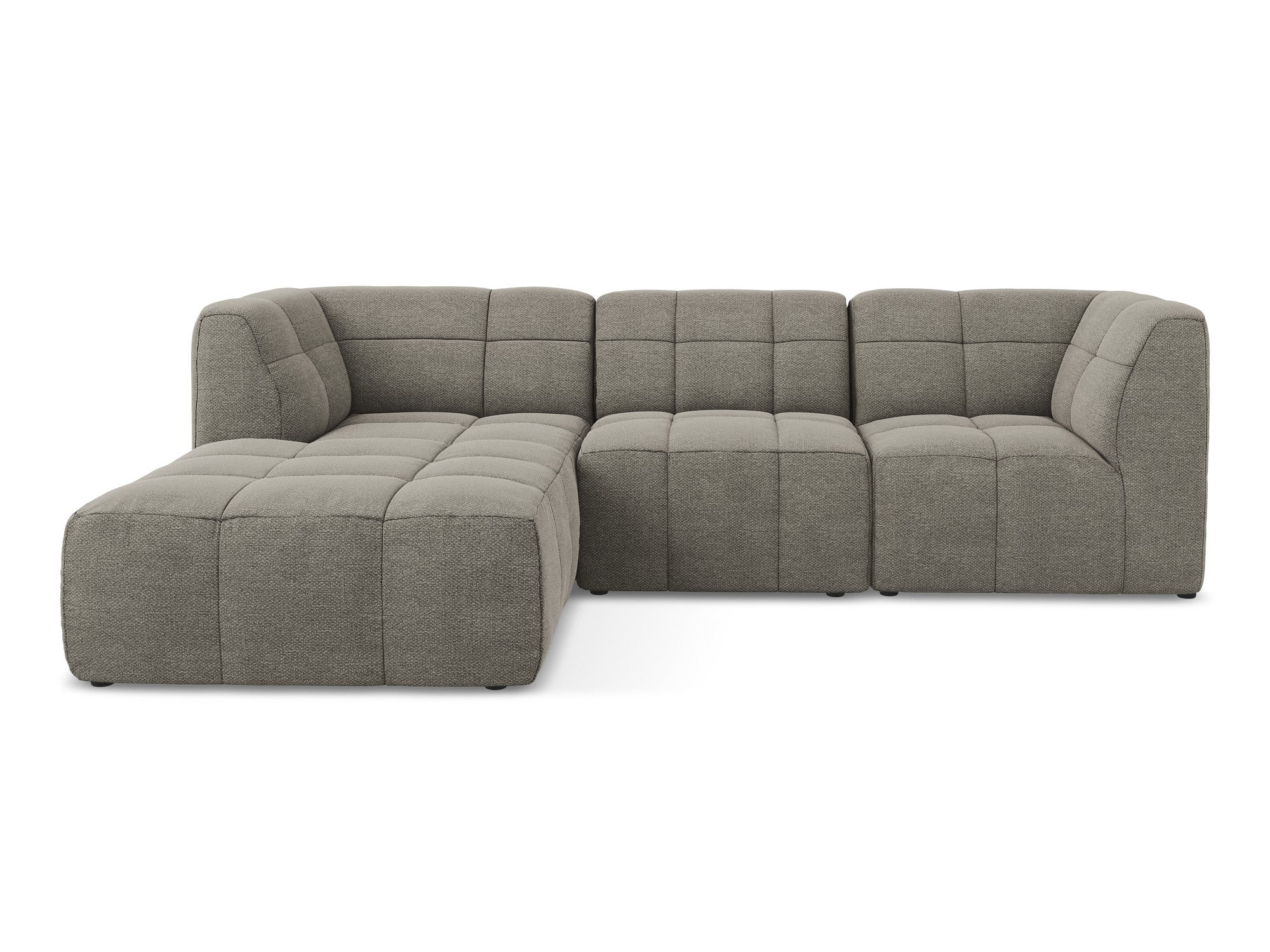 Modularer, linksseitiger 3-Sitzer ALOHA in grauem Boucle