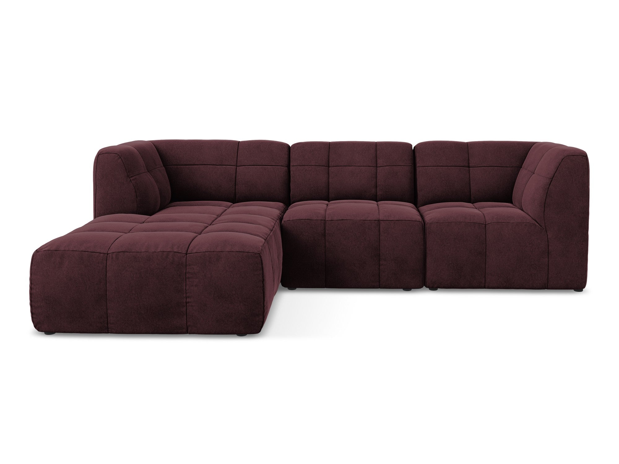 Modularer Samt-Ecksofa linksseitig für 3 Personen ALOHA burgunderrot