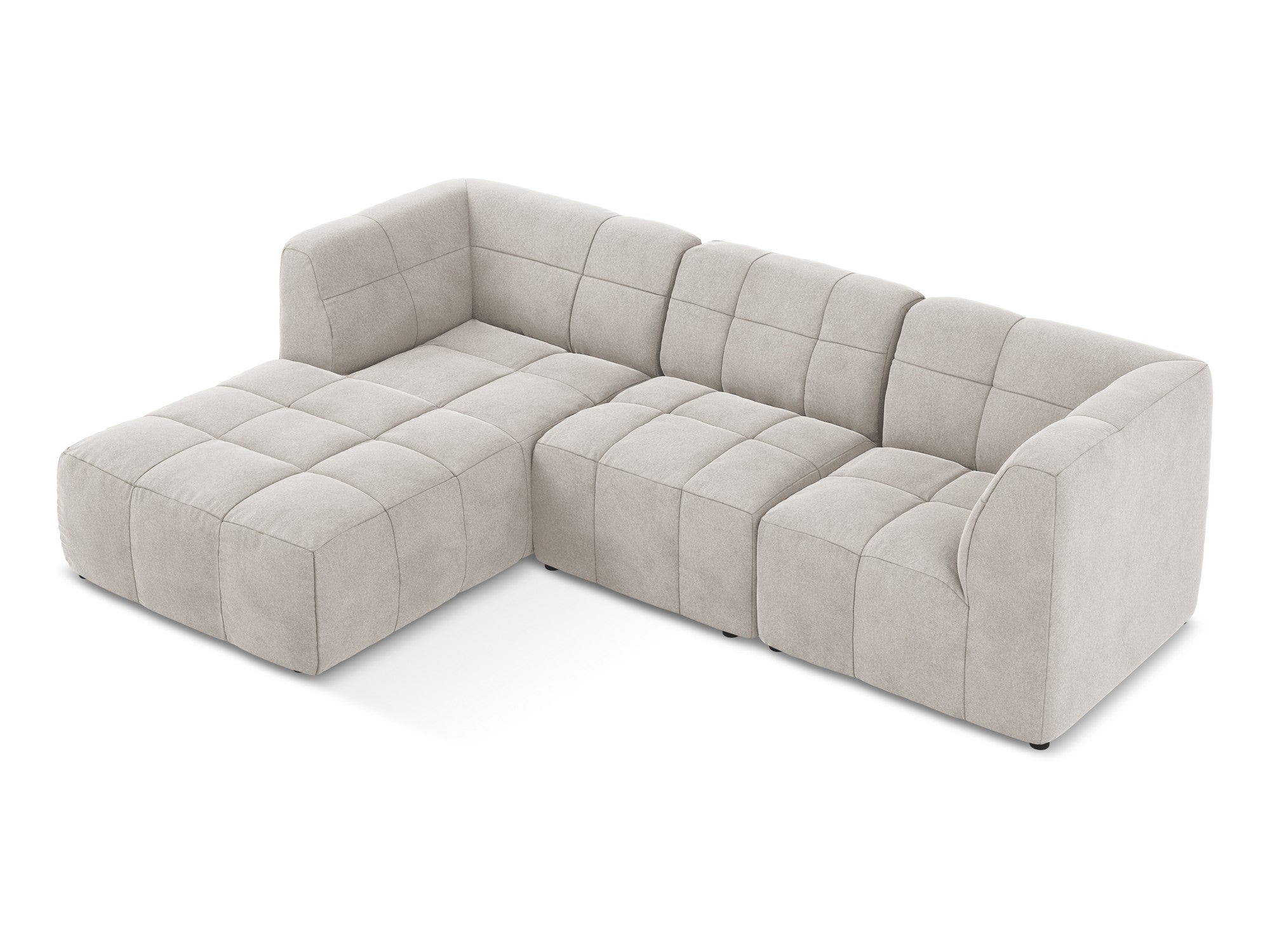 Left-facing modular velvet sofa for 3 people ALOHA light beige