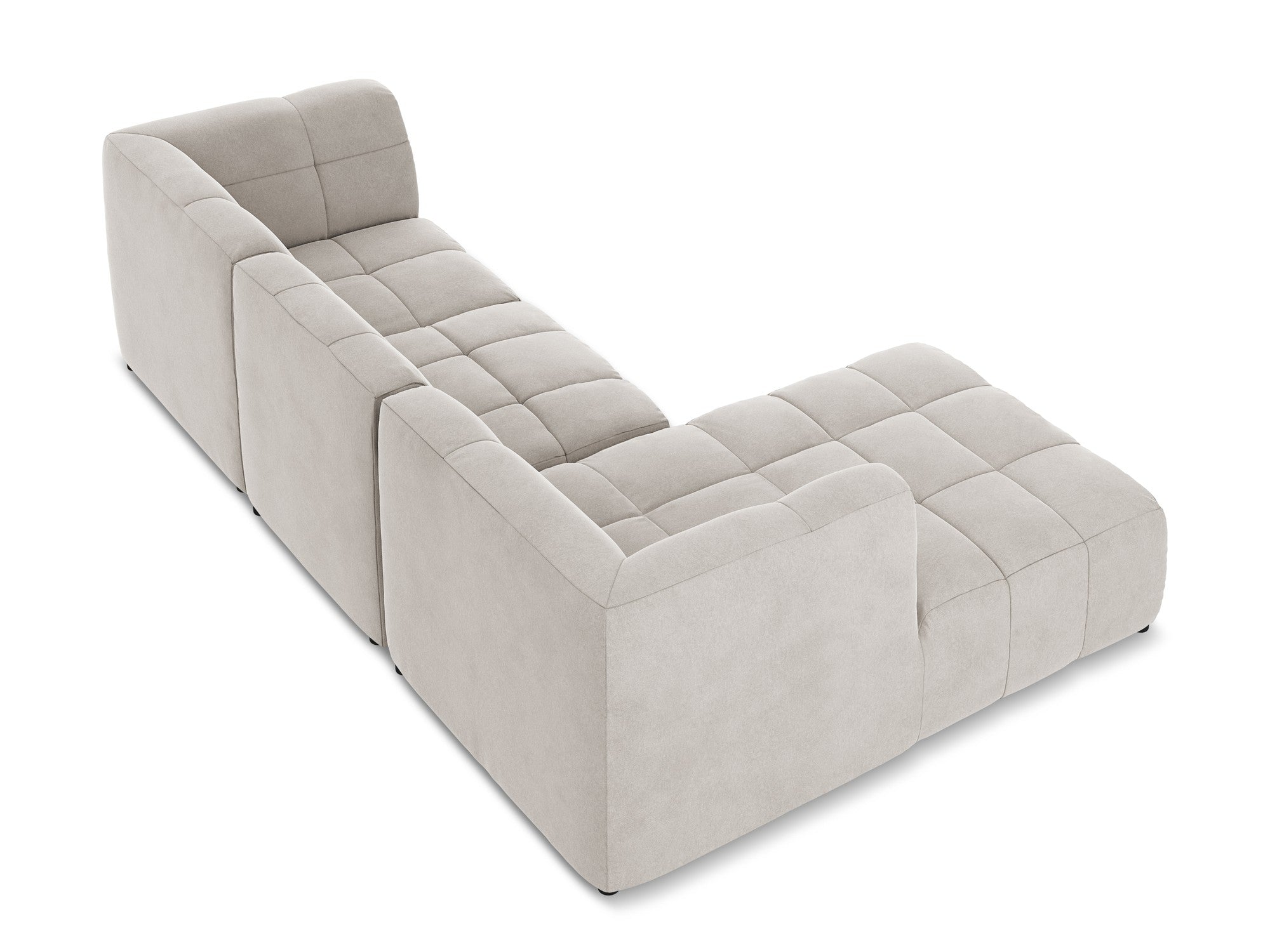 Left-facing modular velvet sofa for 3 people ALOHA light beige